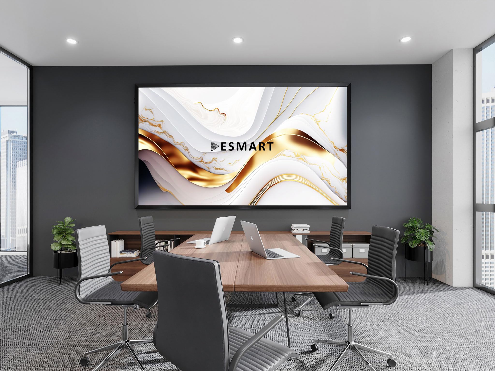 ESMART Economia EXA Schermo a cornice pieghevole 271 cm (266 x 149 cm 16:9) | Superficie visiva 266 × 149 cm, formato 16:9, telo bianco per home cinema e presentazioni, telaio pieghevole mobile