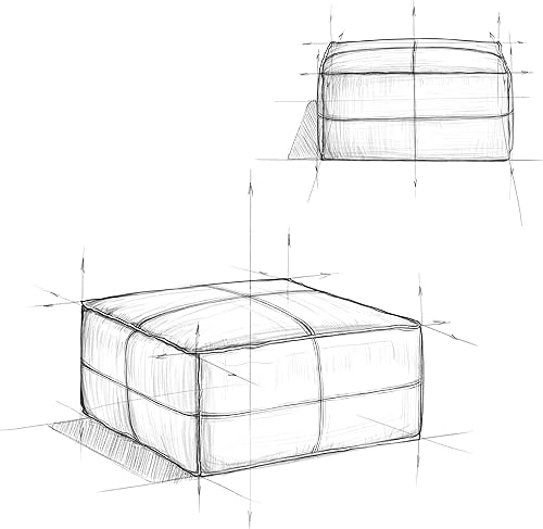 Miniatura 3 de SIMPLIHOME Brody - Puf cuadrado grande de 30 pulgadas de ancho, color gris envejecido, otomana de piel sintética vegana, reposapiés o asiento