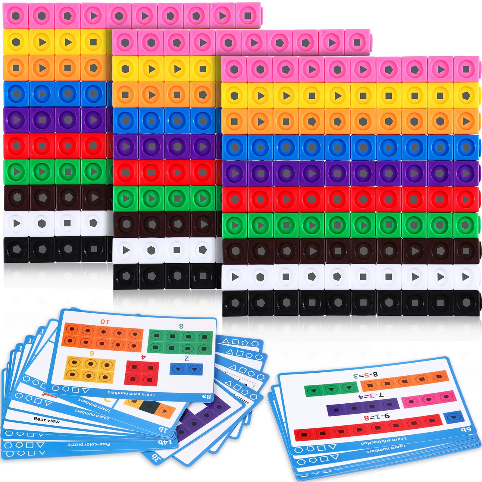 Libima 318 Pcs Math Counting Cubes Building Cubes Set with Stem Cards Linking Cubes Counting Blocks Manipulatives Math Preschool Math Counter Games for Boys Girls 4-8 Back to School Supplies