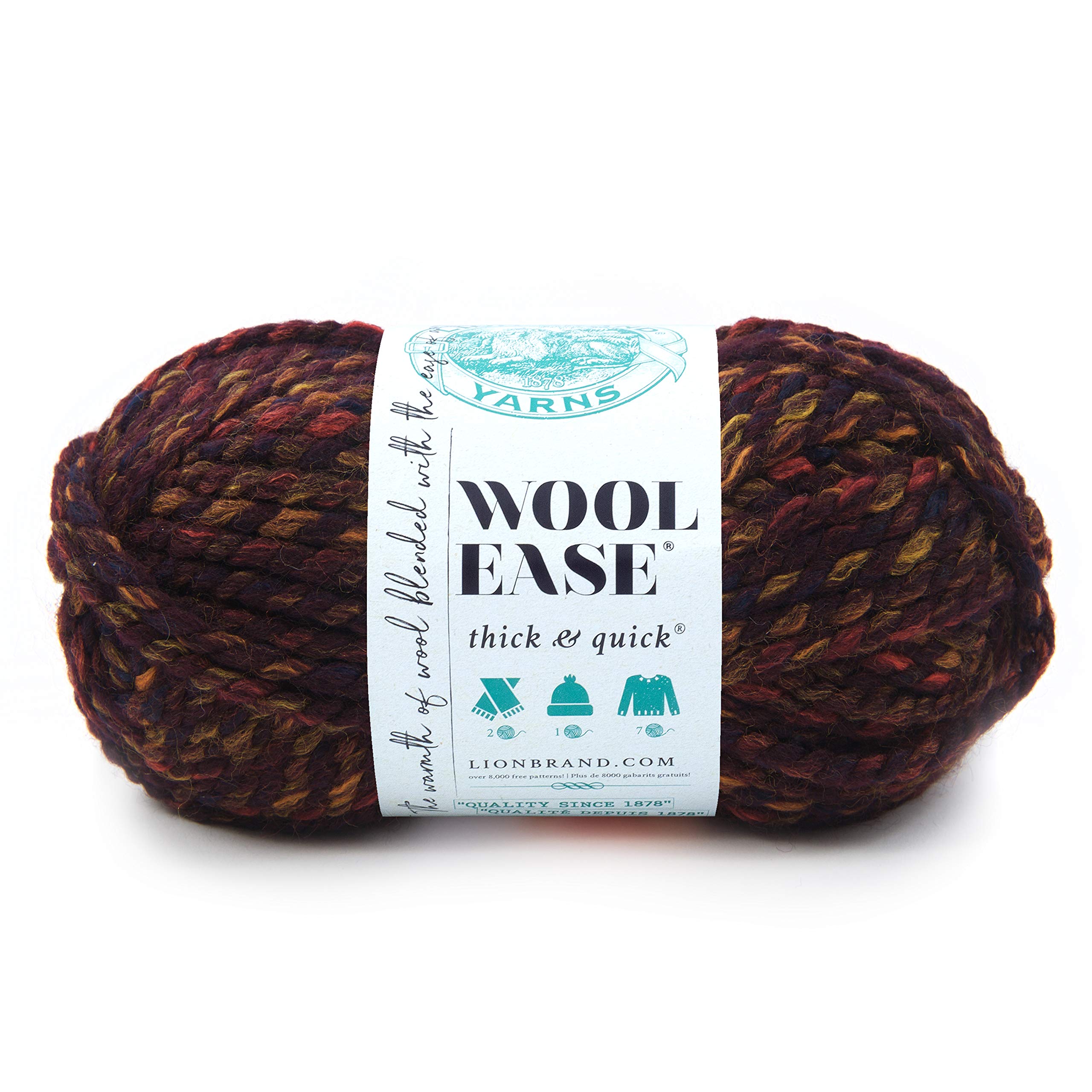 Lion Brand YarnWool-Ease Thick & Quick Yarn, Soft and Bulky Yarn for Knitting, Crocheting, and Crafting, 1 Skein, Harvest