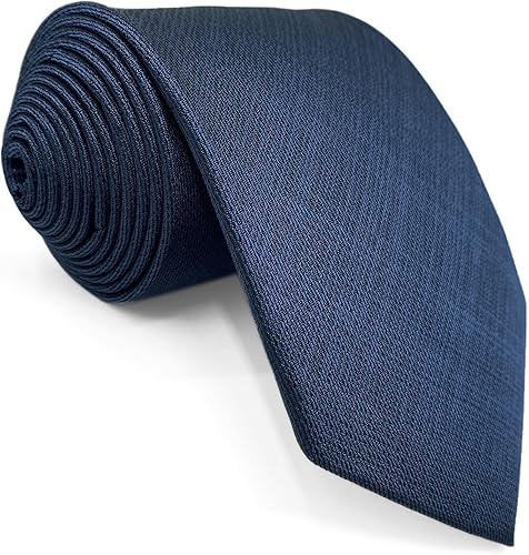 SW SHLAXWING Corbatas de seda para hombre modernas color azul marino sólido