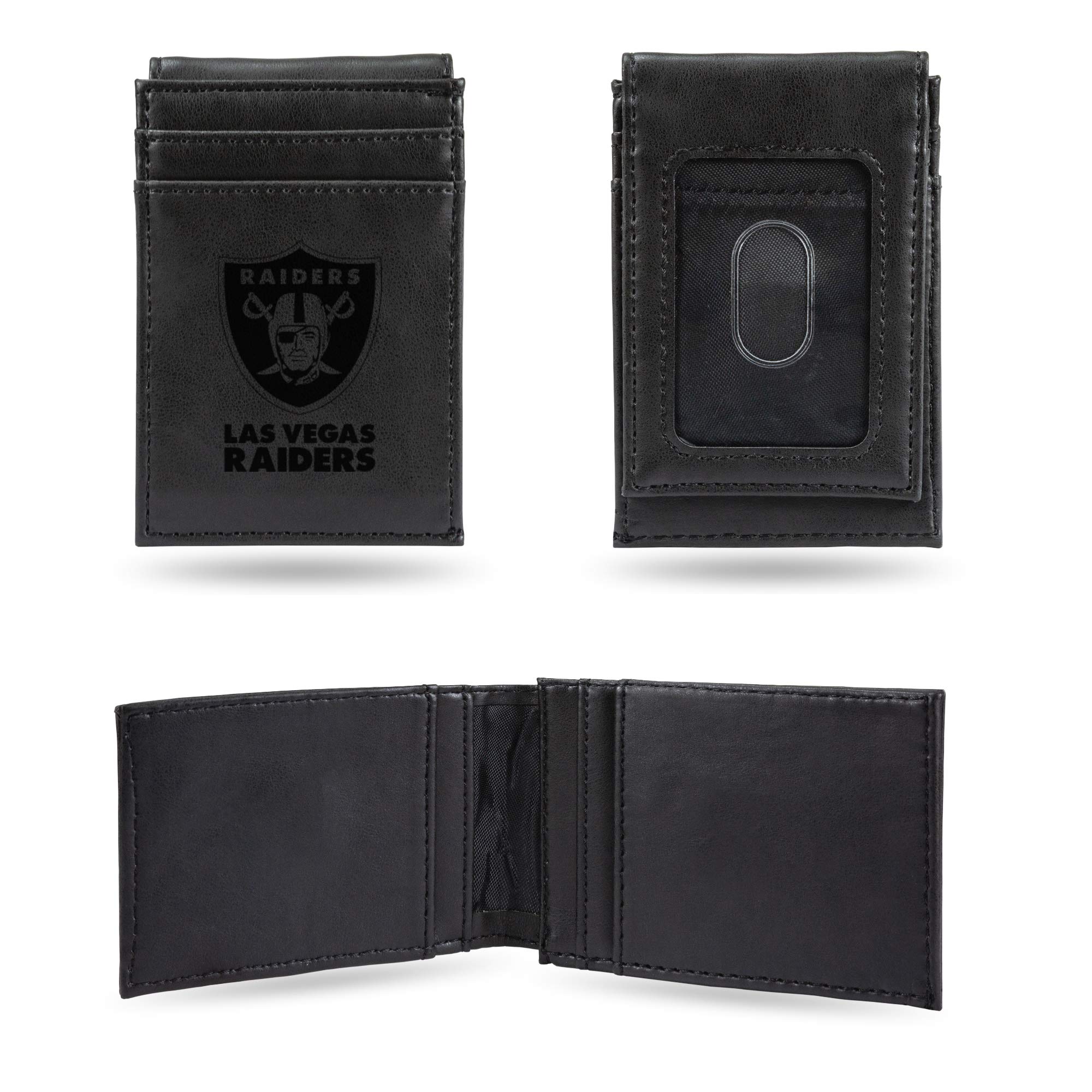 Rico Industries NFL Las Vegas Raiders Laser Engraved Front Pocket Black Wallet โ image 1