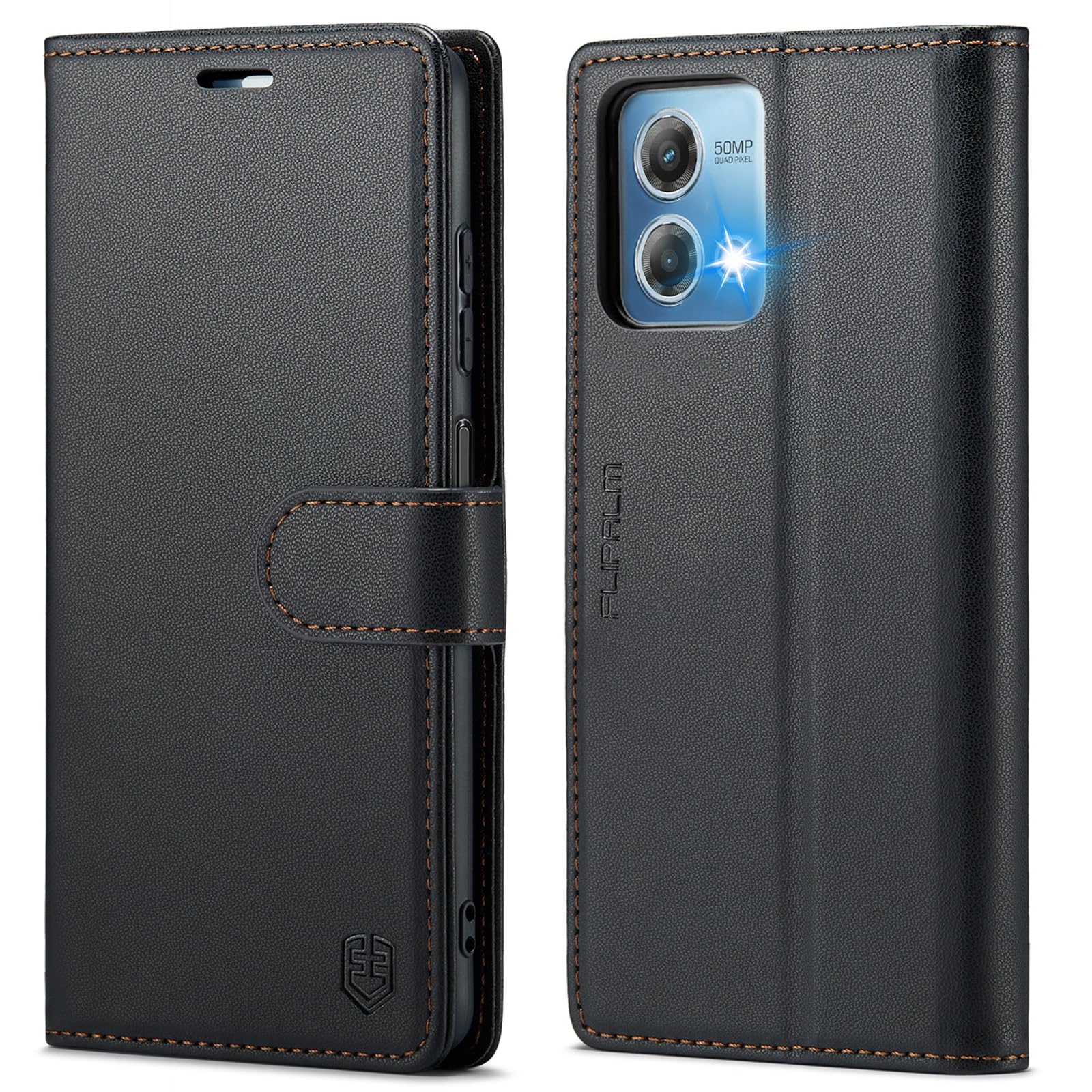 FLIPALM for Moto G Stylus 5G 2023 Wallet Case with RFID Blocking Credit Card Holder, PU Leather Flip Kickstand Shockproof Cover Women Men for Motorola Moto G Stylus 5G 2023 Phone Case(Black)