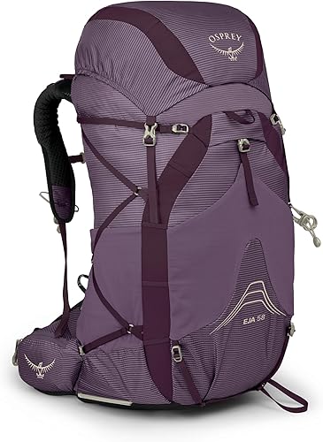 Osprey Eja 58L Mochila de mochilero ultraligera para mujer, color morado oscuro, WML