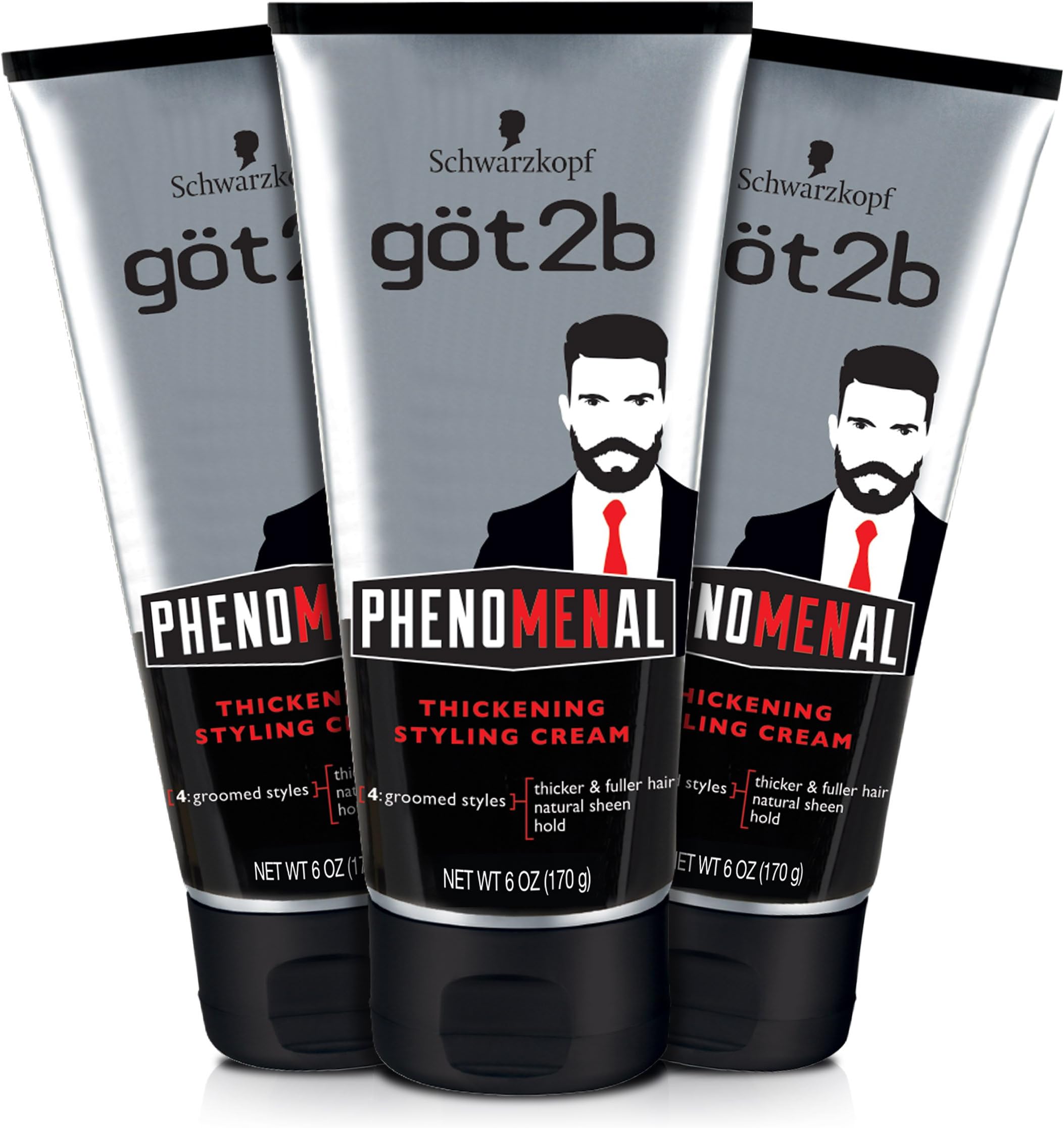 Got2b Phenomenal Thickening Hair Styling Cream, 6 Ounce, 3 Count