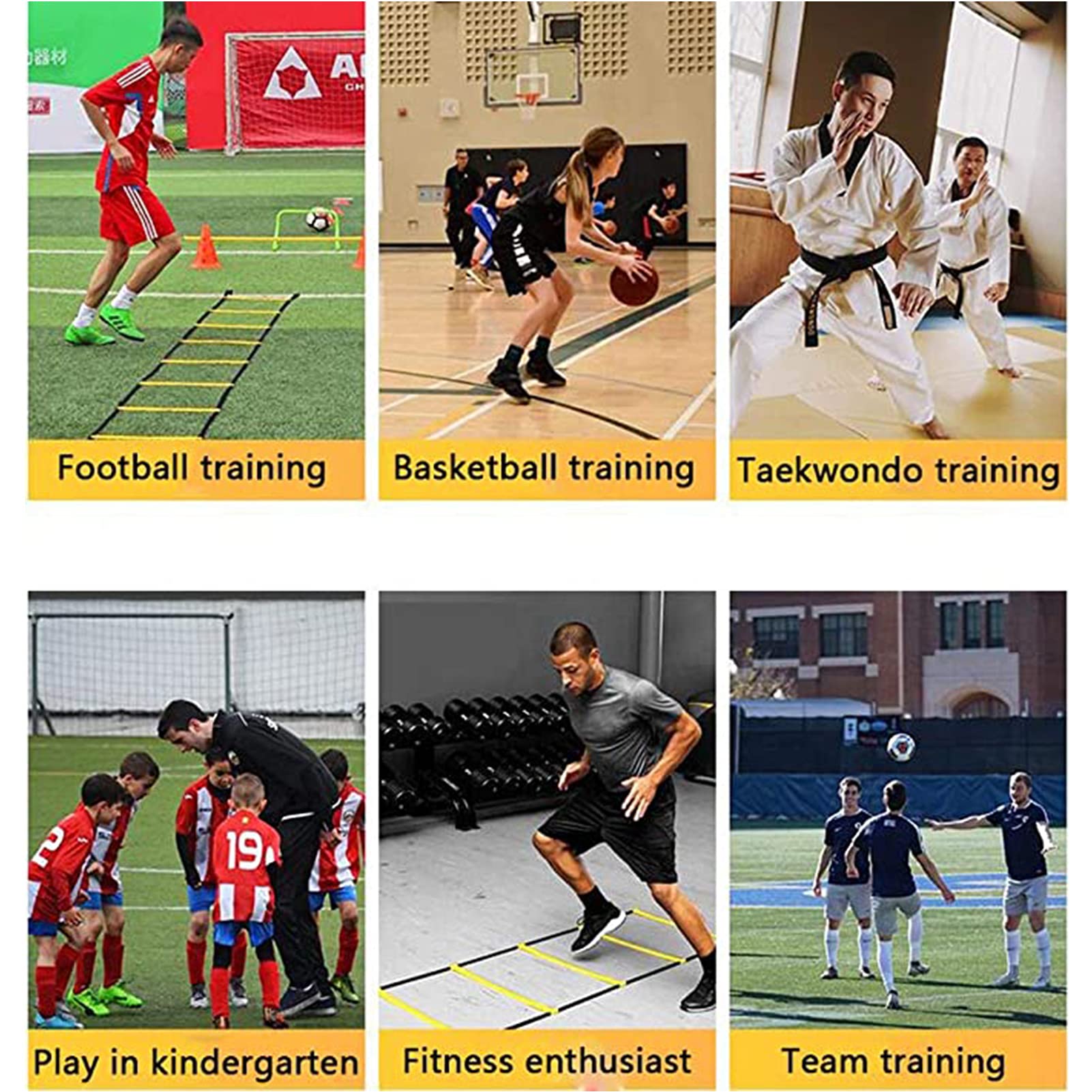 Scala di agilità Set di Allenamento per L'agilità di velocità, con Paracadute di Resistenza/Borsa per Il Trasporto Attrezzatura per L'allenamento, Strumento per Il Fitness A Casa, per Bambini/Adulti