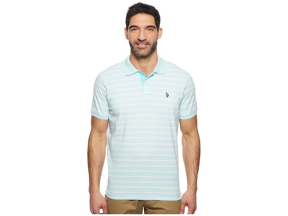 

U.S. POLO ASSN. Marled Stripe Jersey Polo Shirt (Painters Aqua) Men's Clothing