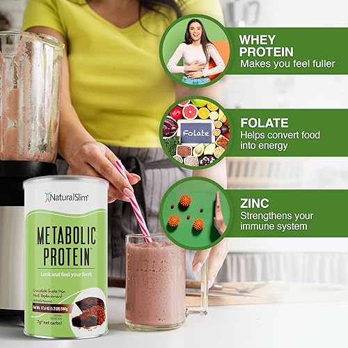 Miniatura 4 de NaturalSlim - Proteína metabólica de suero de leche en polvo fresa bajo en carbohidratos reemplazo de comidas con vitaminas minerales y aminoácidos