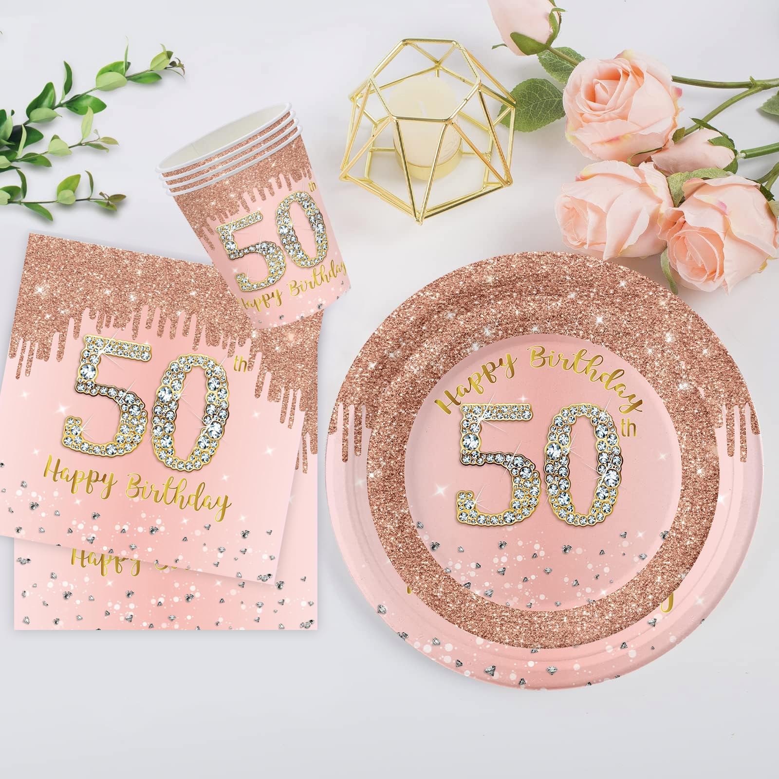 Roségouden plastic tafelkleed - Vegaoo