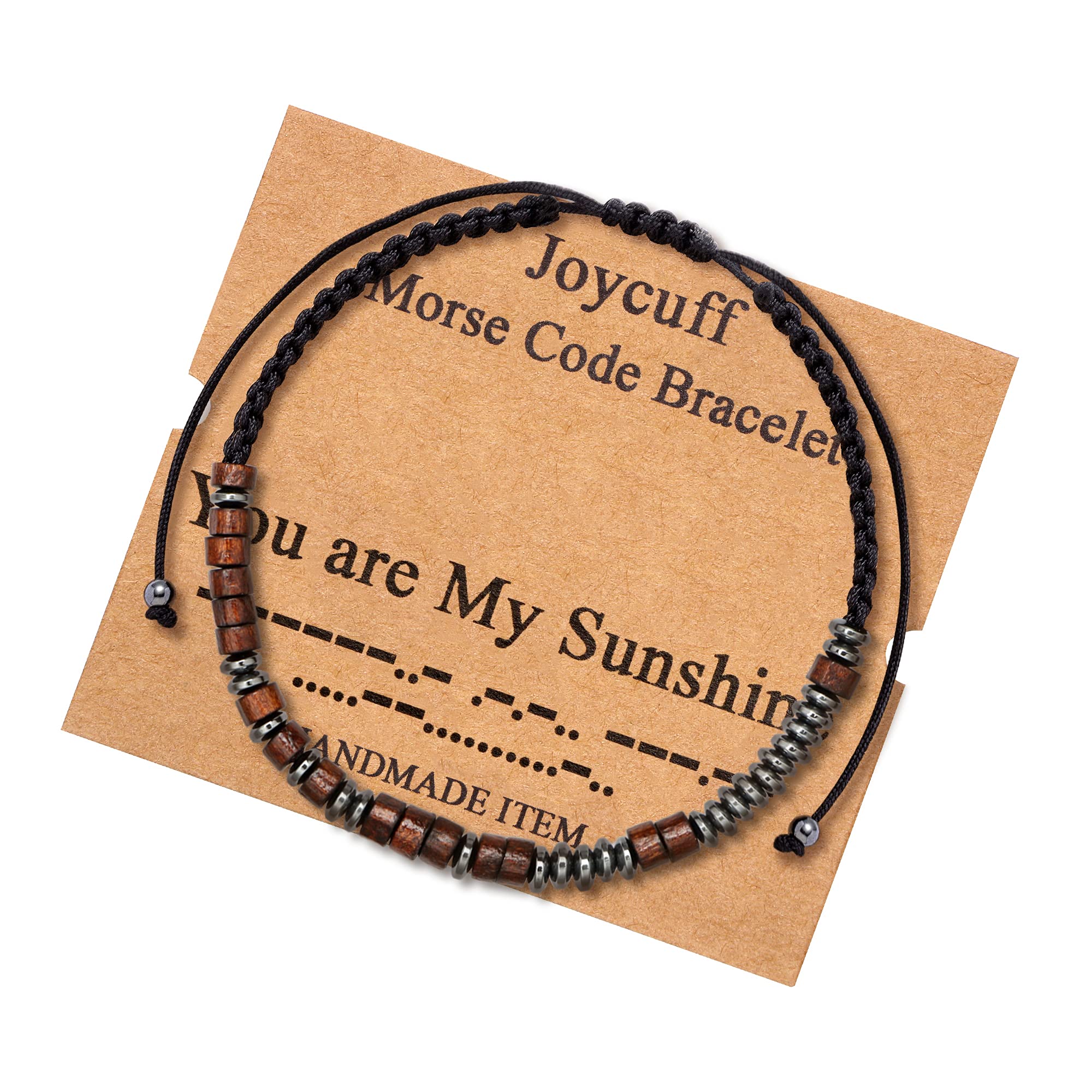 JoycuFF Inspirational Morse Code Bracelets for Women Christmas Birthday Gifts for Her Secret Message Funny Jewelry with Wood Beads for Friend Husband Boy Teens Girlfriend