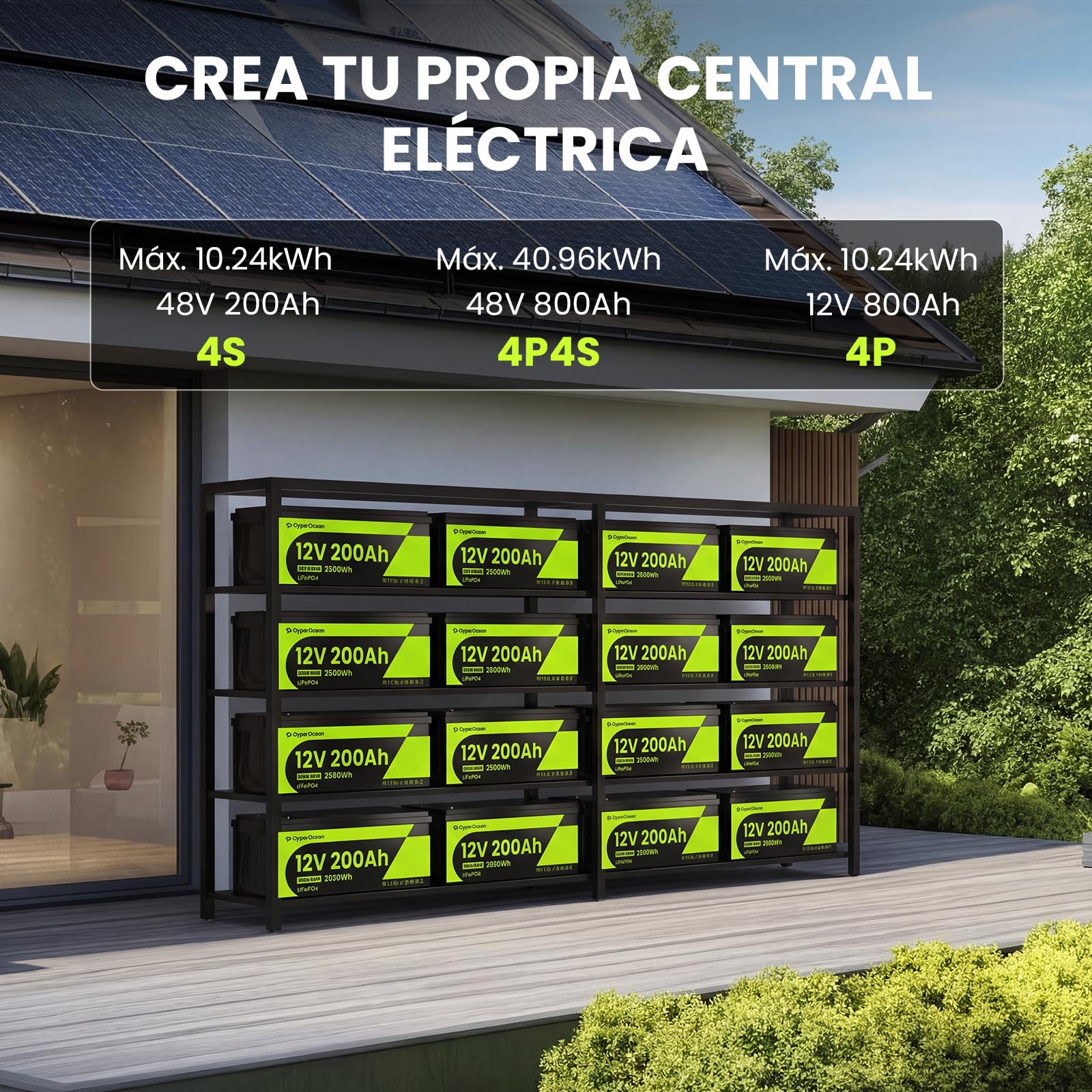 Paquete de Dos Batería LiFePO4 12V con BMS 200A Recargable