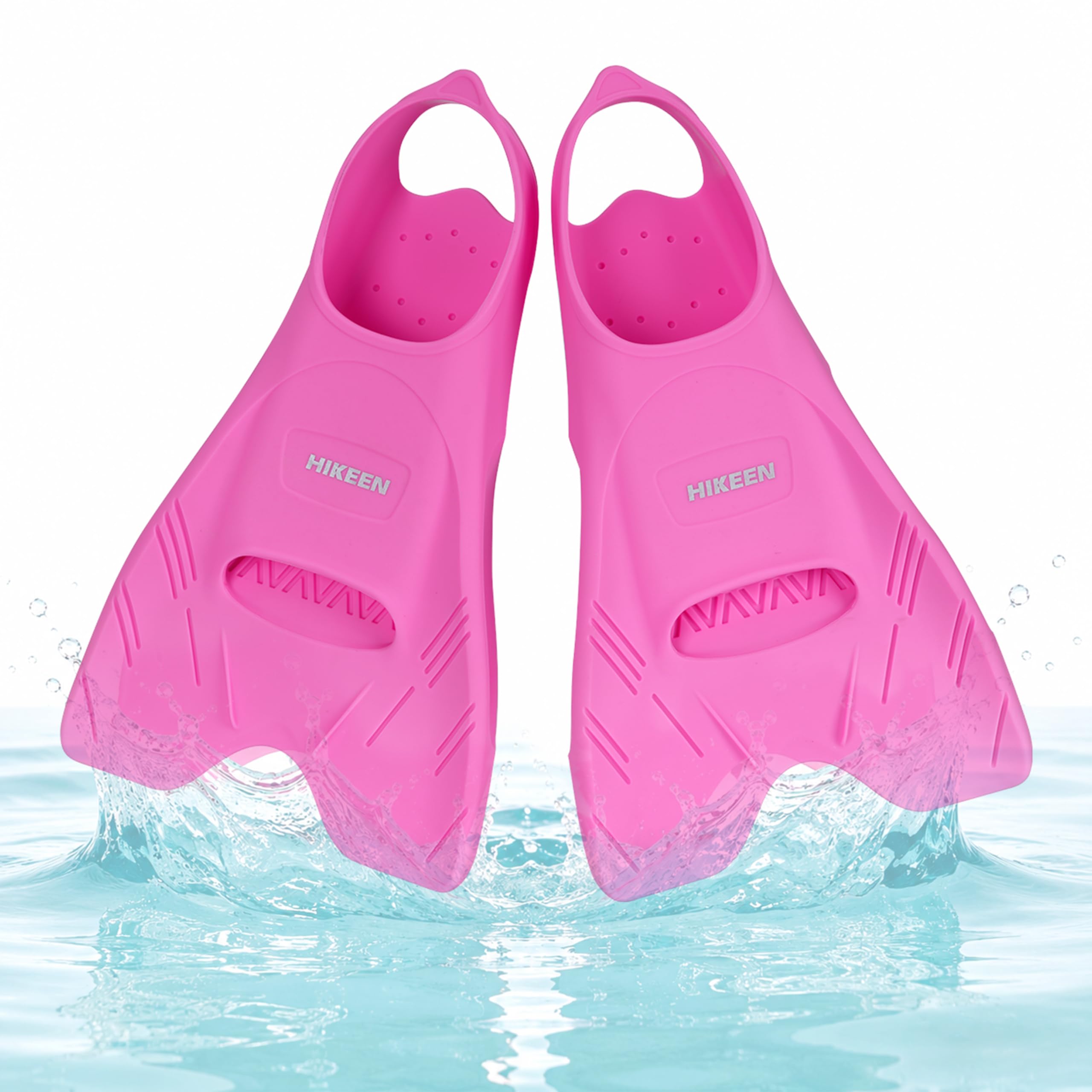 Hikeen Pinne Corte da Nuoto con Tallone Aperto, Pinne in Silicone Puro per Adulti e Adolescenti, Pinne per Snorkeling con Punta Aperta e Bassa Resistenza, Include Borsa a Rete