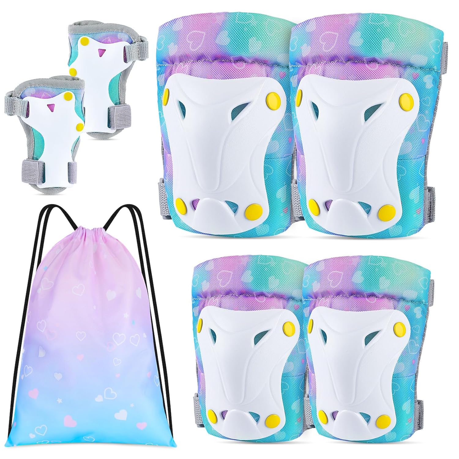FIODAY Knee Pads for Kids Unicorn Knee Elbow Pads Wrist Guards with Drawstring Bag Adjustable Protective Gear Set for Girls Boys Inline Skating Bike Cycling Skateboard Scooter,9-15 Years,Blue Purple FIODAY Knee Pads for Kids Unicorn Knee Elbow Pads Wrist Guards with Drawstring Bag Adjustable Protective Gear Set for Girls Boys Inline Skating Bike Cycling Skateboard Scooter,9-15 Years,Blue Purple