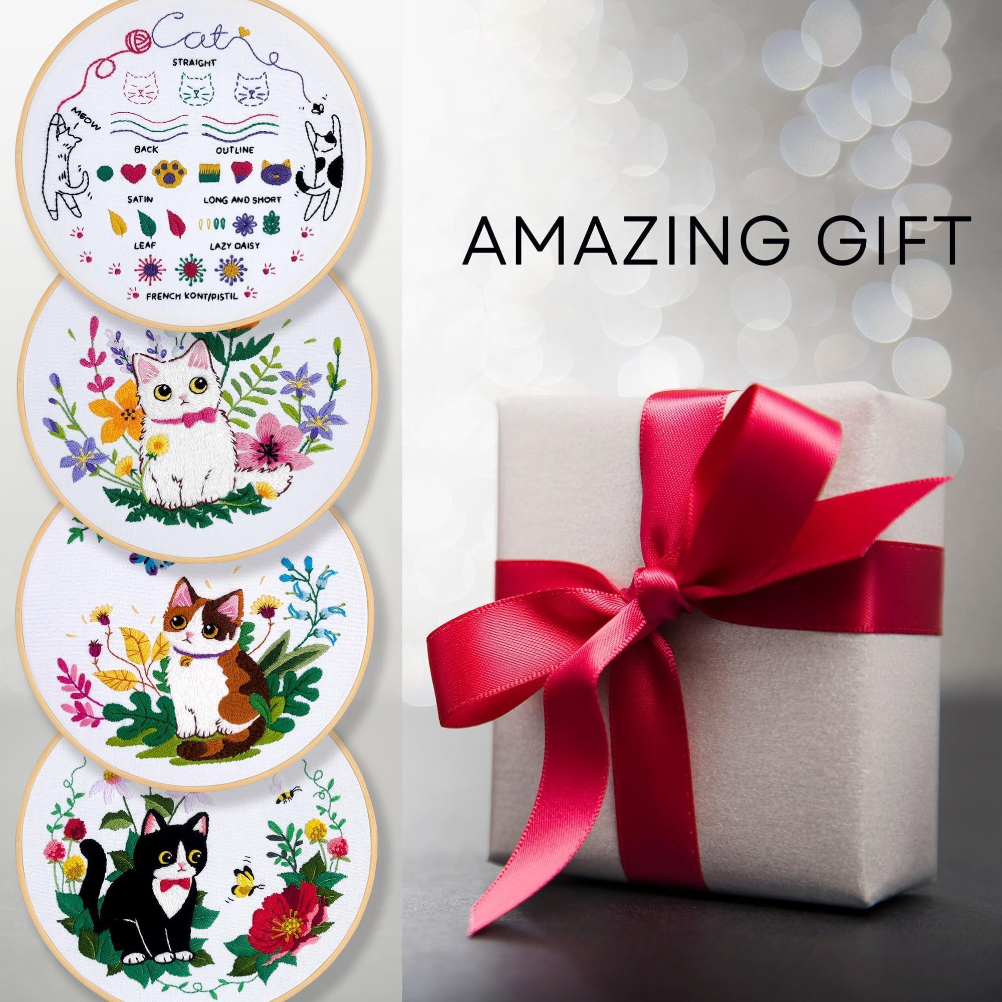 Beginner Cat Embroidery Kit - Easy Stitching! -5
