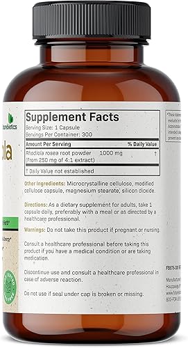 Miniatura 2 de Futurebiotics Rhodiola Rosea - Hierba adaptogénica de 1000 mg que apoya la salud cerebral, la energía, el estrés y el estado de ánimo, sin OMG, 300