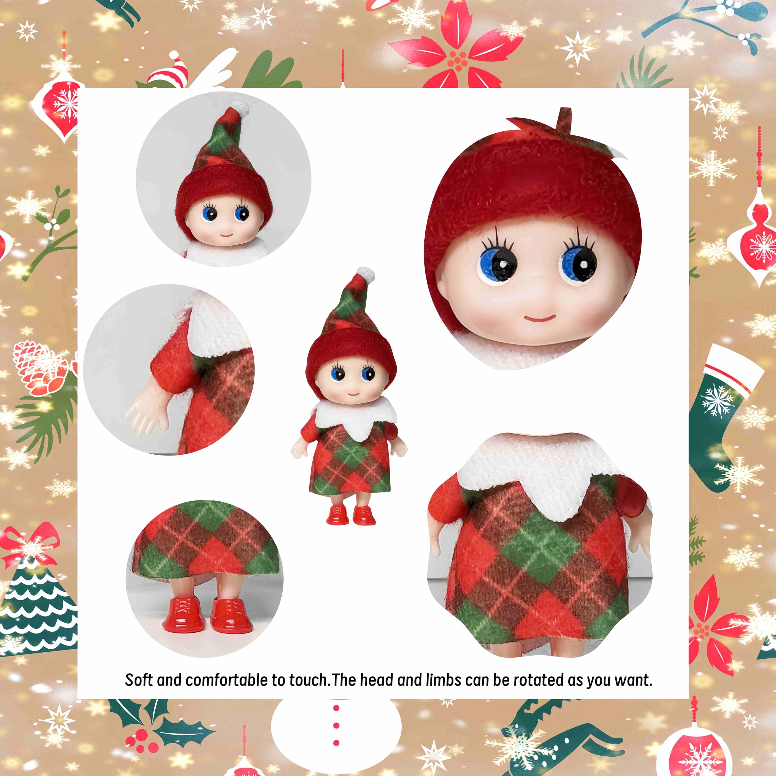 Mini Elf Baby Doll for Christmas Decor,Tiny Elf Doll Christmas Baby Elf Doll for Kids,Baby Elves Dolls Novelty Toy Xmas Tradition Accessories Shelf Doll for Xmas Gift Advent Calendar Stocking Stuffers - Image 3