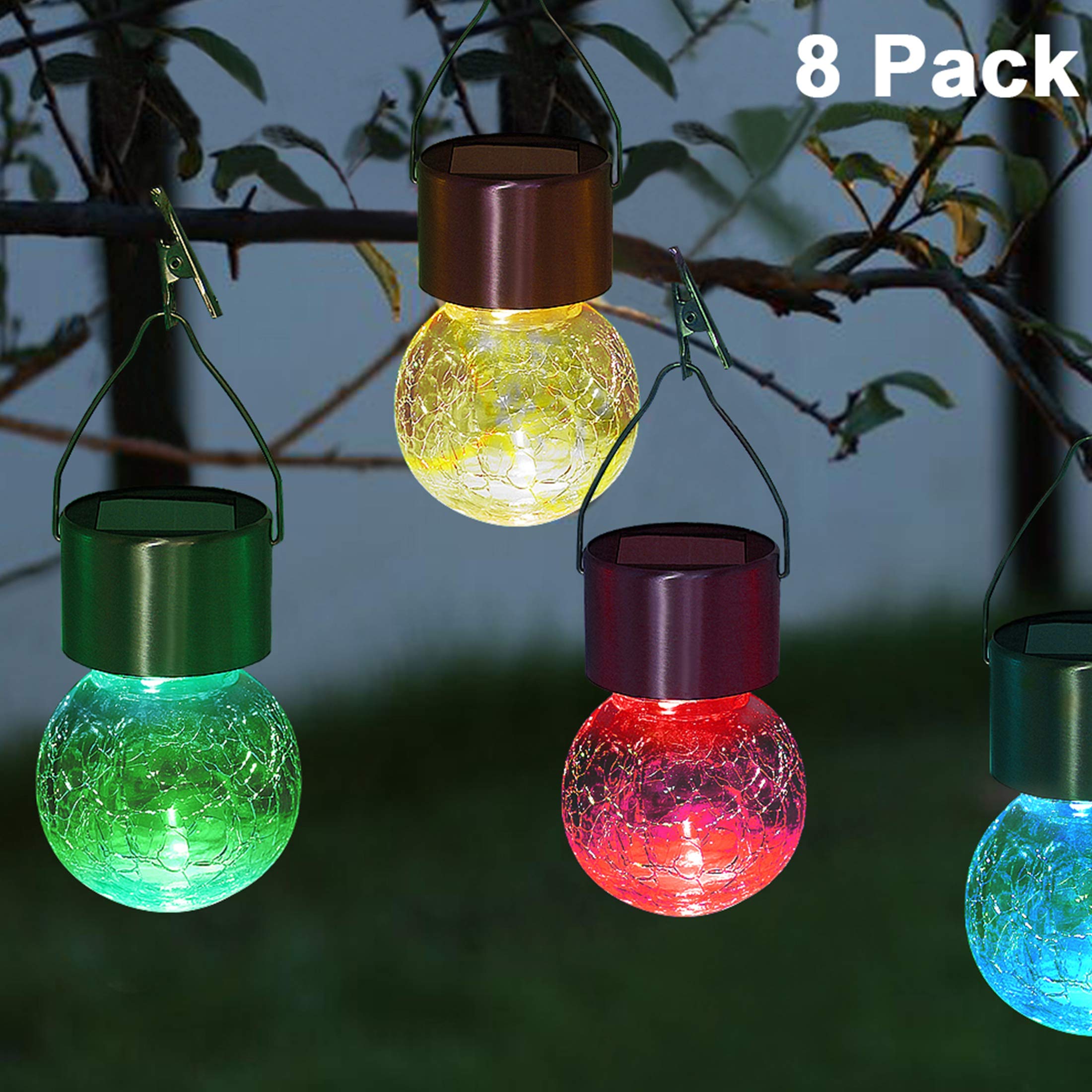 Maggift 8 Pack Solar Hanging Ball Lights With Umbrella Clips Outdoor Christmas Ornaments Tree Decoration Solar Lantern Multi Color Changing Cracked Glass Lights For Yard Patio Buy Online In India At Desertcart