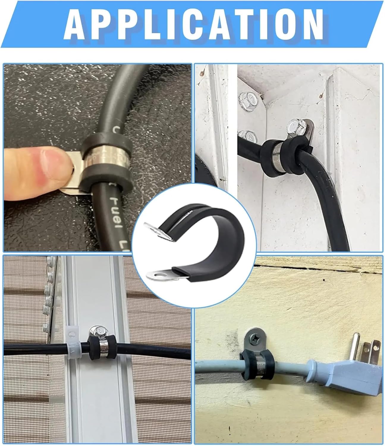 12/24/36Pcs Metal P Clips Rubber Lined Wiring Hose Pipe Clamp Brake Gas Line Pipe Fixing Clamp(36pcs 6mm)