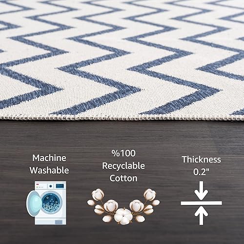 Miniatura 5 de Keen Home Design Alfombras de área  Alfombra bohemia reversible de 3 x 5 y lavable a máquina, 100% algodón, alfombra de dos caras para sala de