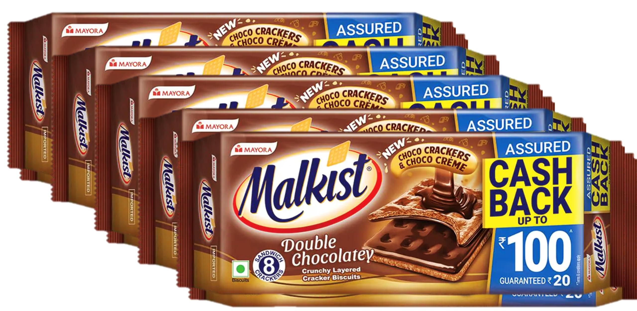 Malkist Double Chocolate Crunchy Layered Biscuits, 144g Humarabazar (Pack of 5)