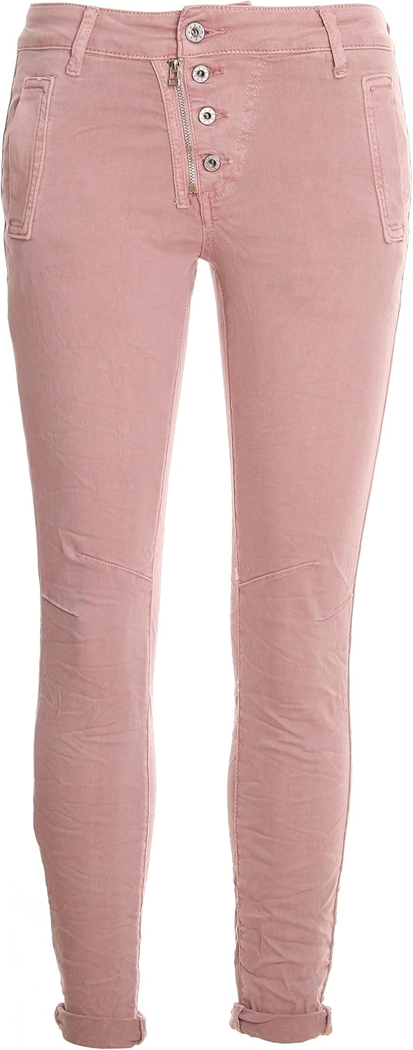 Basic.de Cotton Stretch Trousers in Jogging Pants Style 8139 M Rosa 4-knopf und Reiverschluss