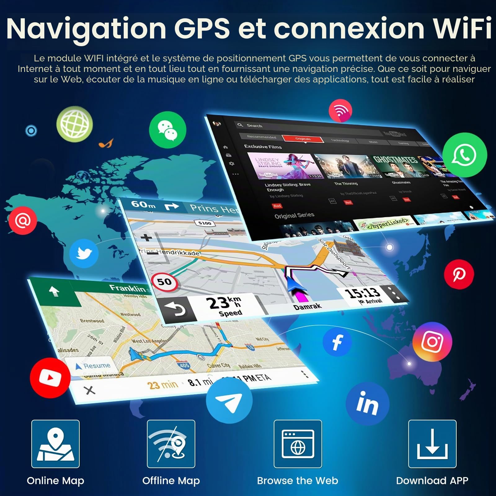 NHOPEEW 4+64G Radio Voiture pour Dacia Duster Sandero Dokker Logan Lodgy - Radio Android 7 Pouces avec sans Fil Carplay et Android Auto - Mirror Link EQ DSP Écran Divisé + Caméra de Recul