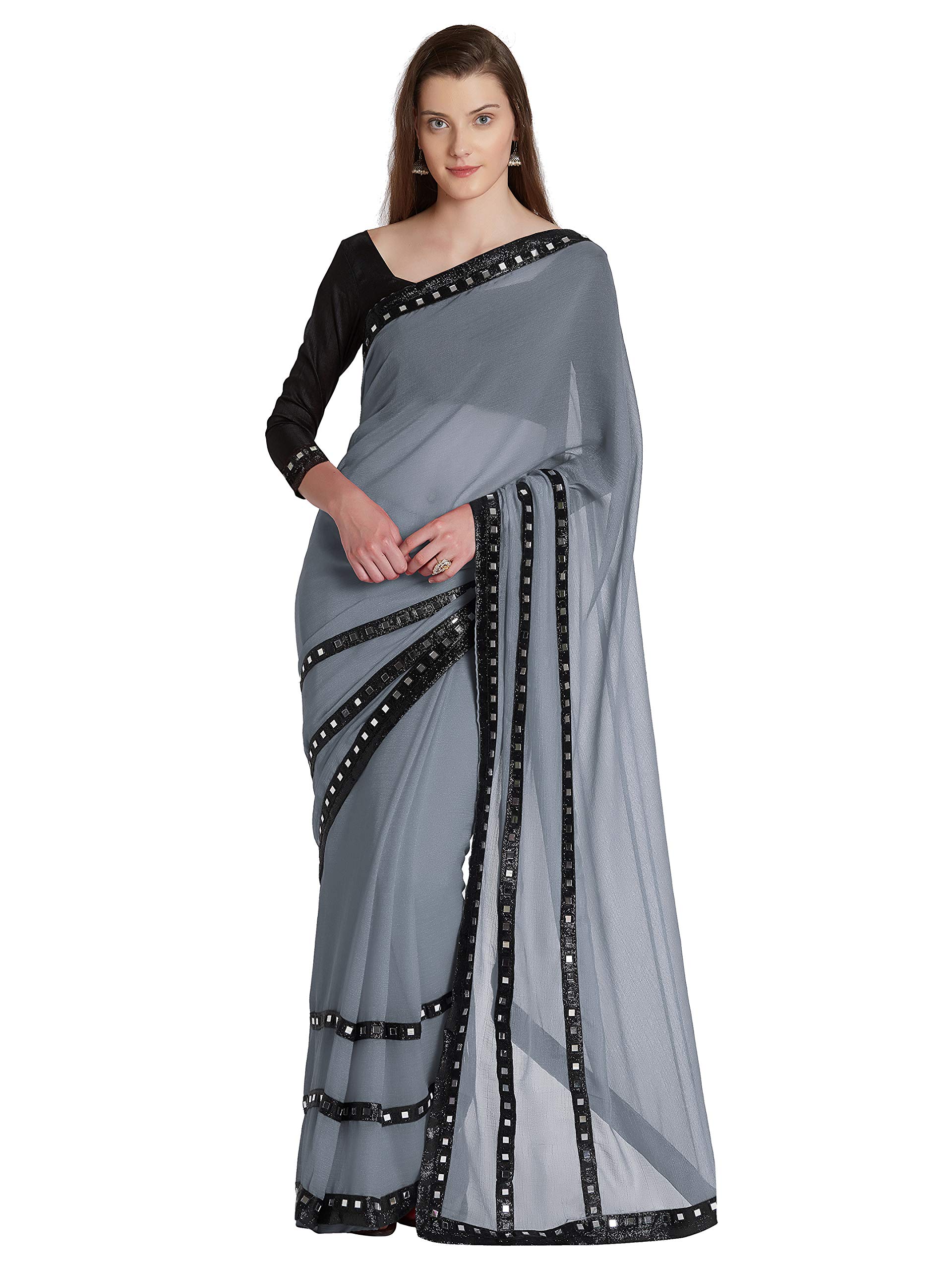 SOURBH Women's Blouse Beads Work Sleeveless Saree Top