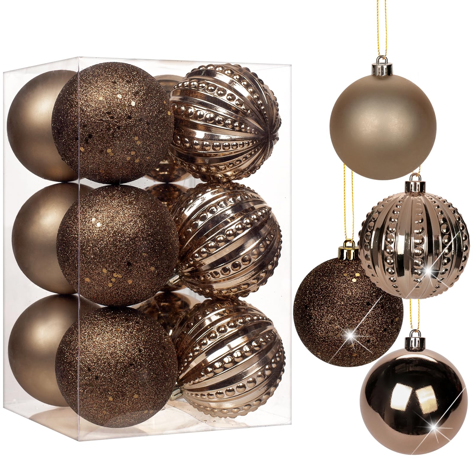 Briful 12PCS 8CM Christmas Baubles, Christmas Tree Decorations Xmas Hanging Ornaments Small Shatterproof Balls for Home Festival Gifts Xmas Decorations