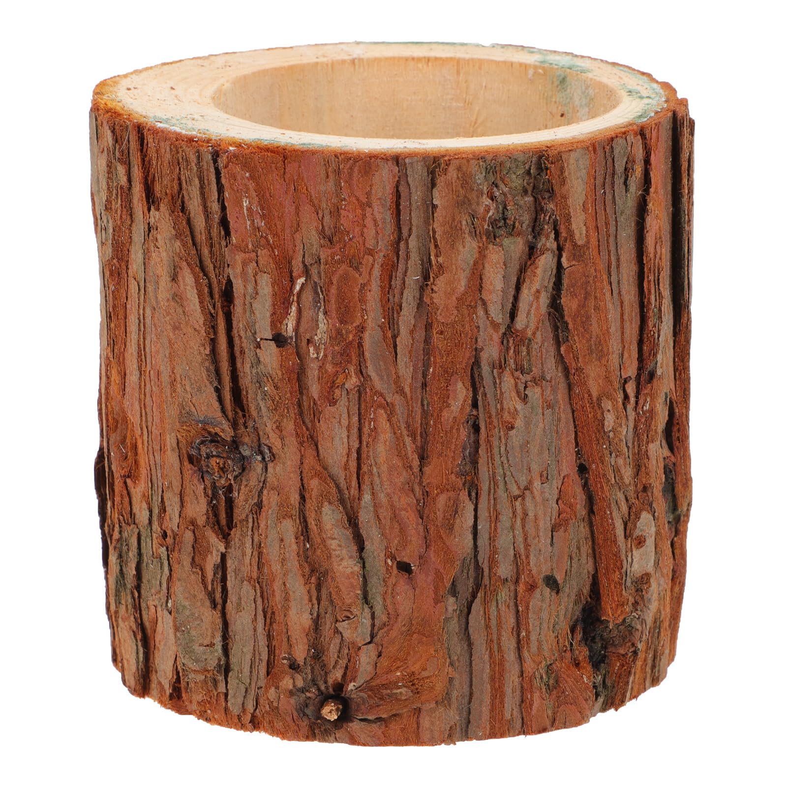 CabilockWooden Pile Flowerpot Wooden Garden Planter Tree Stump Planter Driftwood Succulent Wooden Pots Round Rustic Planter Miniature Succulent Pot Bonsai Planter Dining Table Bark