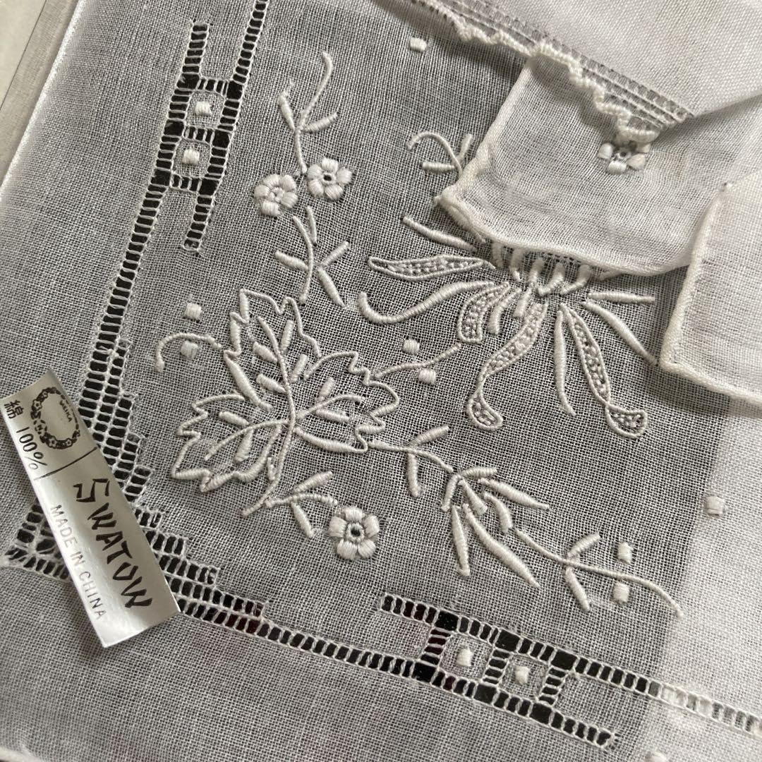 Amazon.co.jp: 汕頭 スワトー スワトウ ハンカチ 3枚セット 花 刺繍 