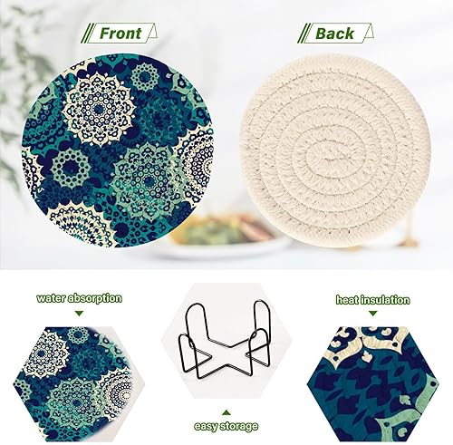 Miniatura 4 de Bohemian Mandala Cup Coasters Cup Coasters for Table Set of 6 with Holder Table Cup Coasters Home Decor Homedecor