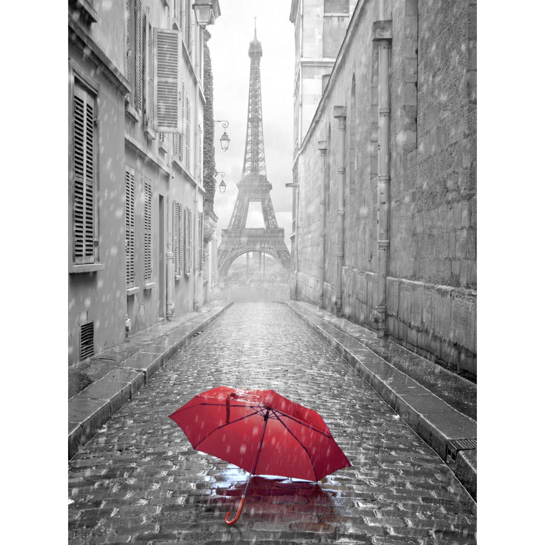 Eiffel Tower In Paris Red Umbrella Art Print Poster Wall Decor