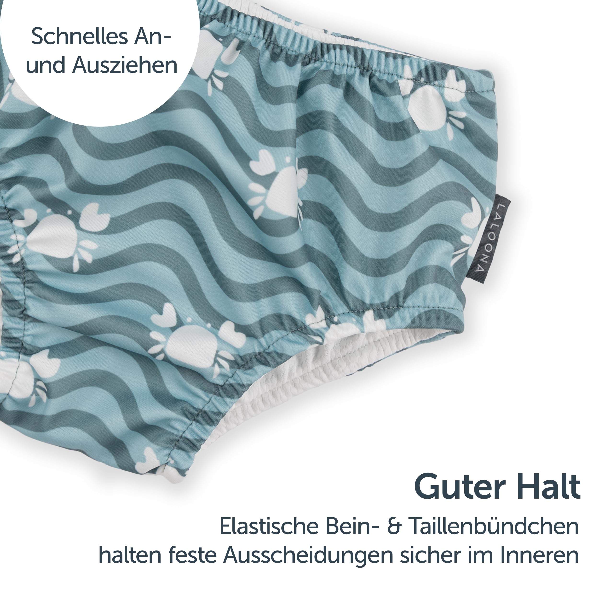 LaLoona Baby Schwimmwindel | Wiederverwendbare Badewindel mit OEKOTEX Standard 100 | schnelltrocknend & bequem für Pool und Strand – Krabbe Grün - 86-92 - 3
