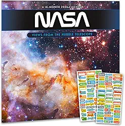 NASA Calendário de parede Galaxies 2026 - Pacote de calendário de parede do espaço sideral do universo 2026 com mais de 100 adesivos de lembrete (presentes de astronomia, material de escritório)