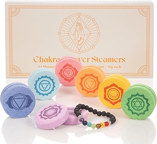 Vaporizadores de ducha Chakra, 14 tabletas de ducha con 1 pulsera de chakras, regalo perfecto para mujeres y hombres. disponible en Yaxa Venezuela