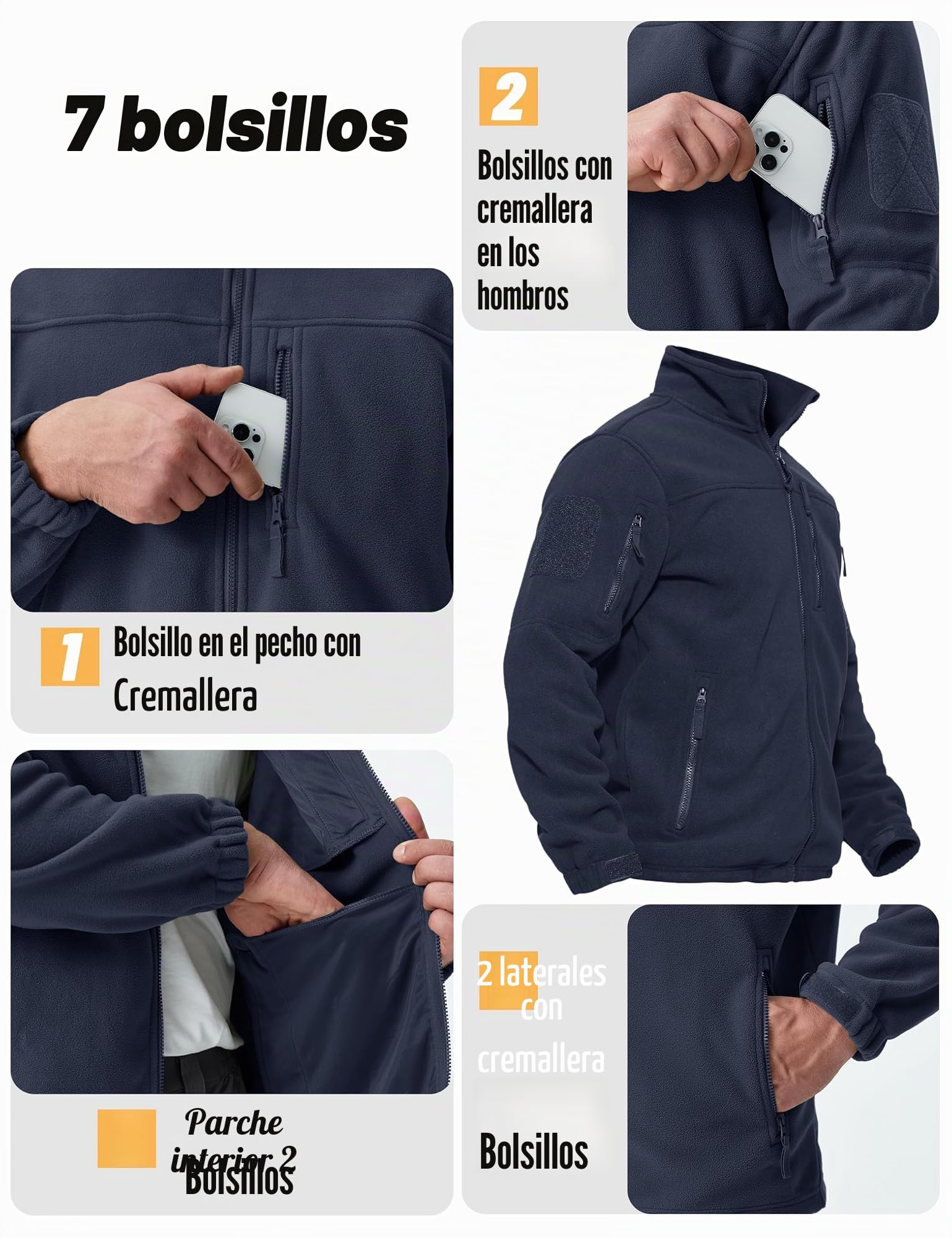 TACVASEN Chaqueta de Hombre Chaquetas Tácticas de Invierno Chaqueta de Trabajo a Prueba de Viento Chaqueta Polar con Bolsillos