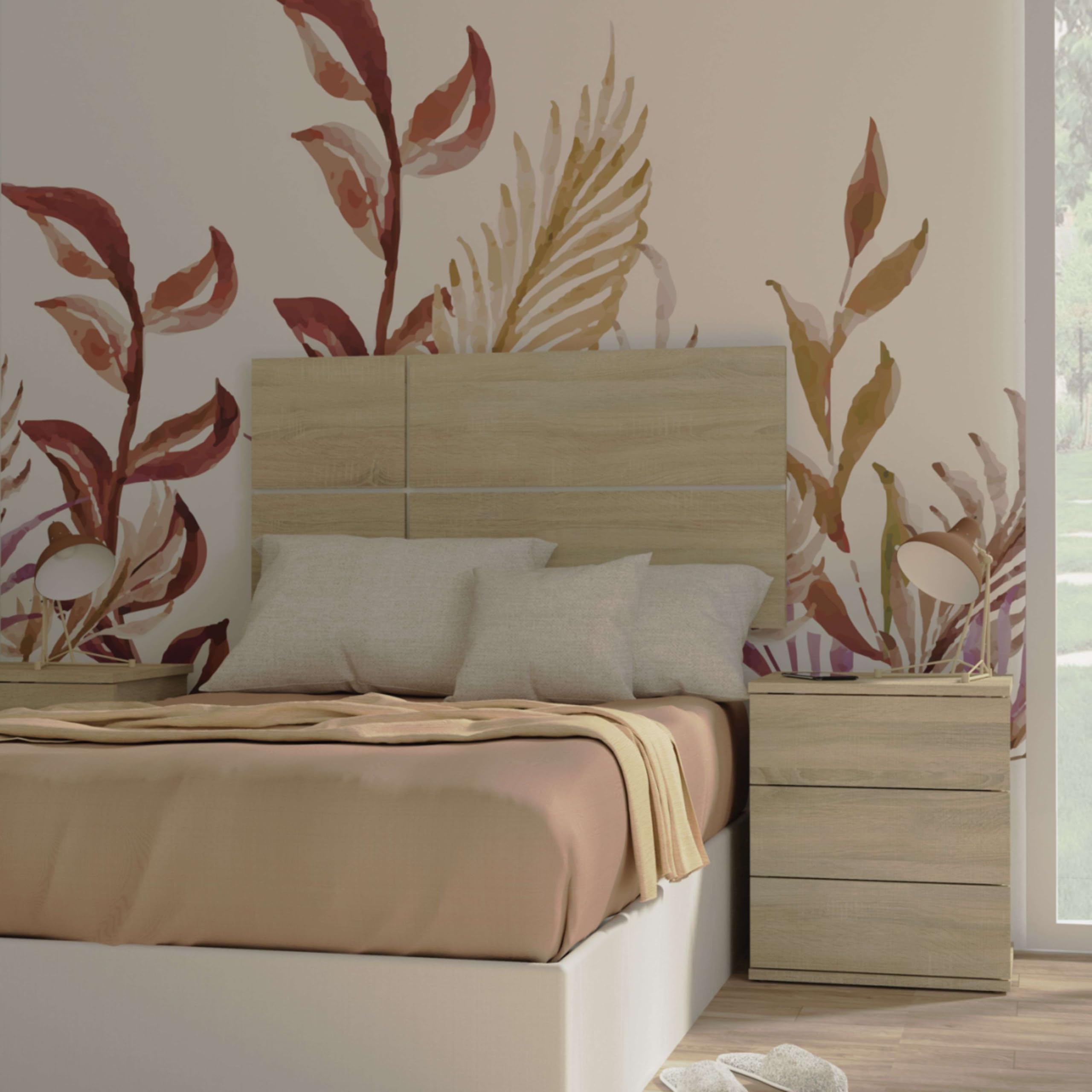 MUEBLES PITARCH | Comodino 3 Cassetti con Guide Metalliche, Rovere Cambrian, 48,5x41x40 cm (altezza x larghezza x profondità), Piccola Cassettiera, Moderna, Modello Dana