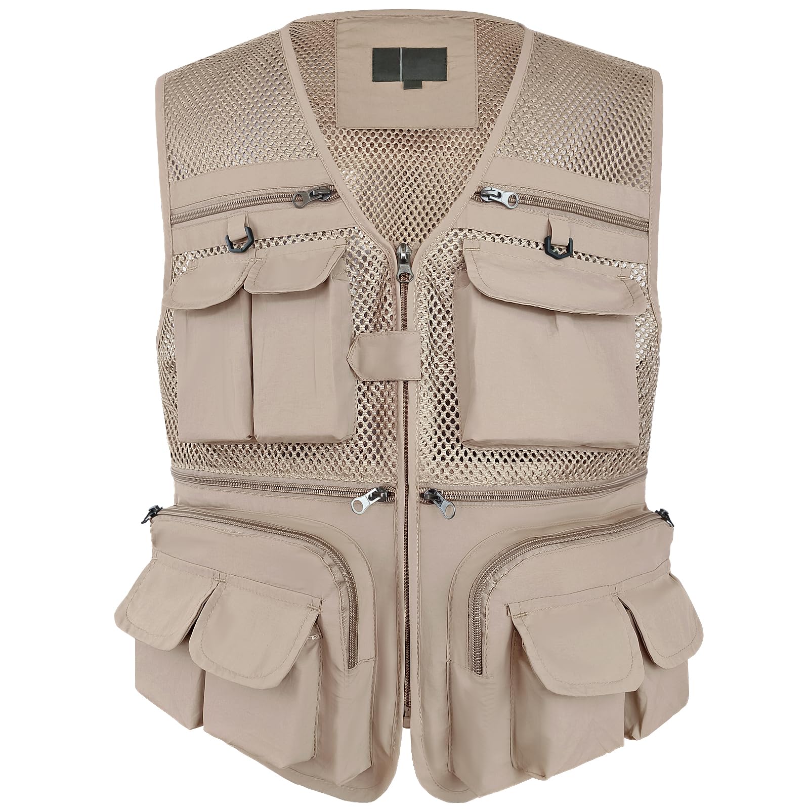 TWENPHYO Versatile Men's Summer Vest for Fishing, Travel, Outdoor Work, Safari and Photography with Multiple Pockets(S,Light Khaki)