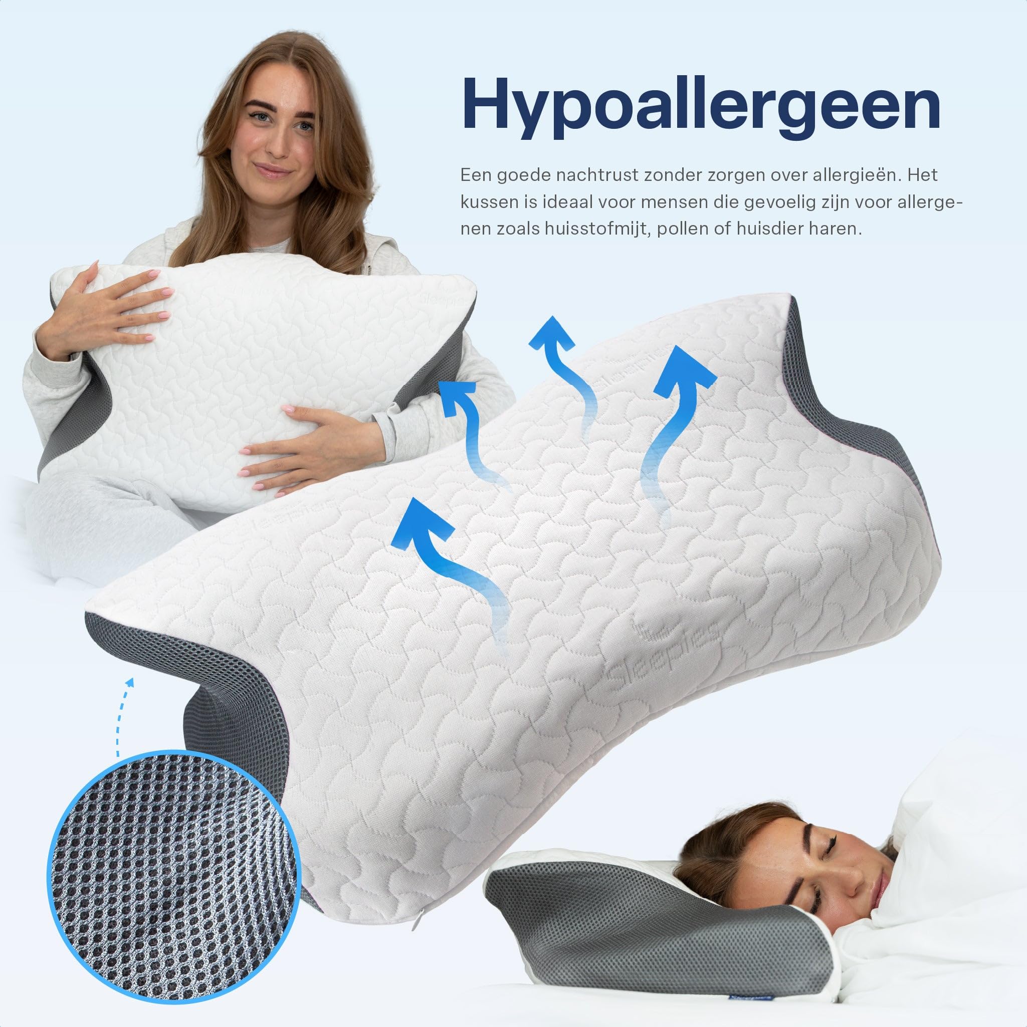 HOMCA Nekkussen Orthopedisch Memory Foam Kussen 2-in-1 Neksteunkussen