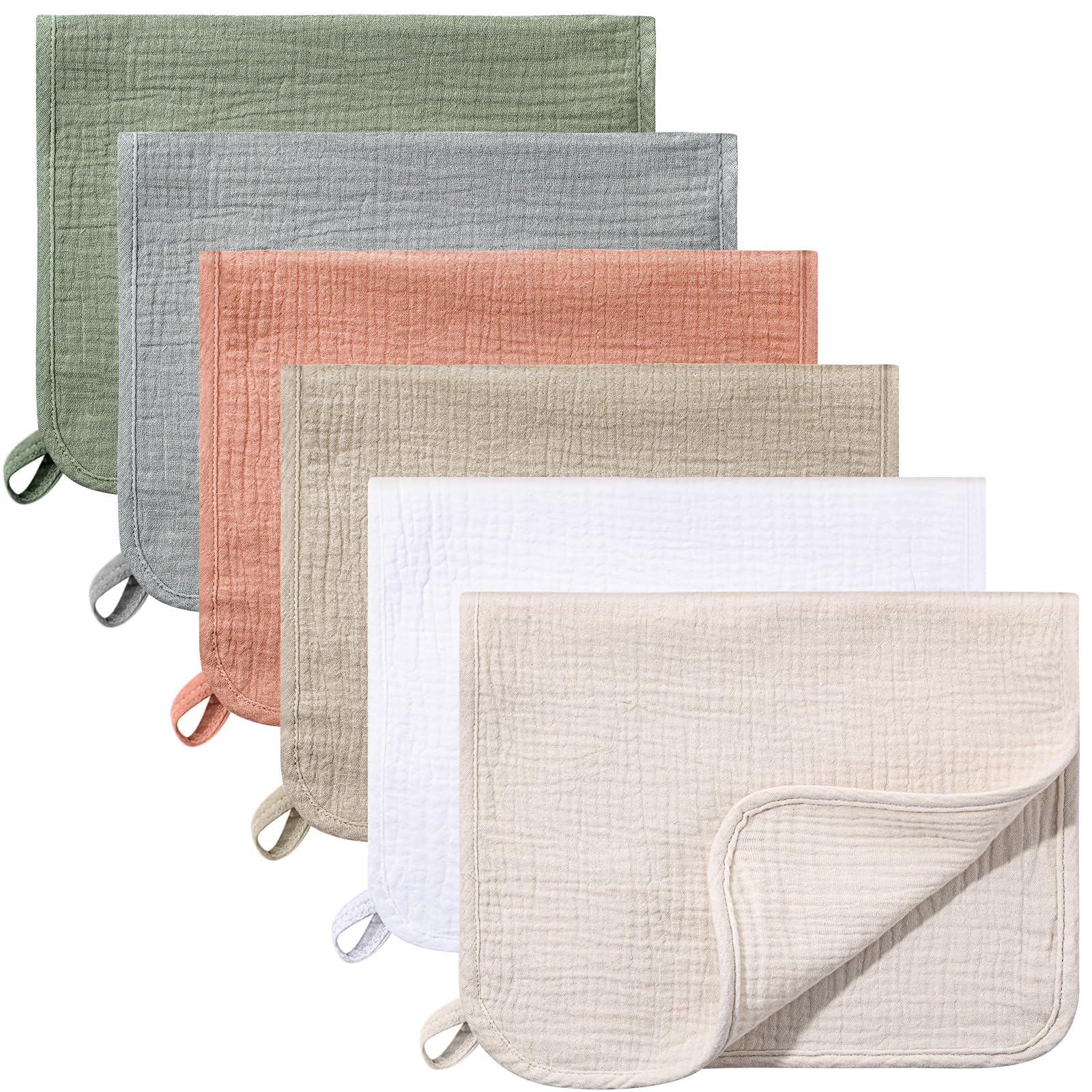 Hicarer 6 Pcs Girl Muslin Burp Cloths Cotton Burping Spit Rags Large 20 x 10 Inch 6 Layers Newborn Soft Absorbent Multicolor Wash Cloths Diapers for