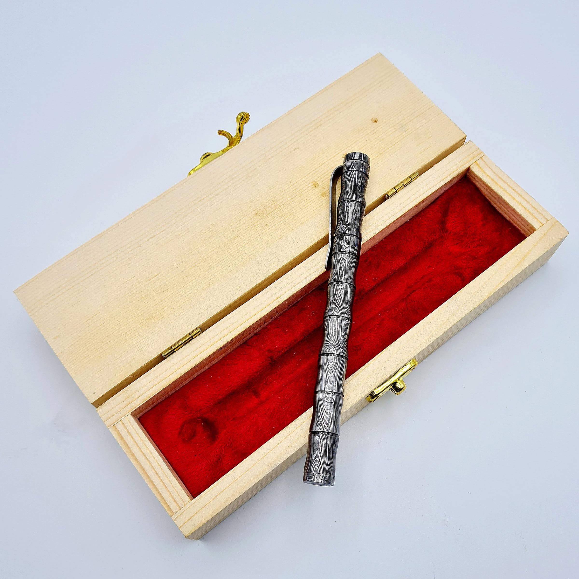 Damast Stahl Kugelschreiber Geschenkset | Handgefertigt Damaskus Stiftset | DP05