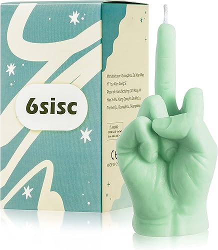 6sisc Vela perfumada de dedo medio, color verde menta, tamaño grande, decoración de habitación pastel danés, vela de aromaterapia de pino de larga