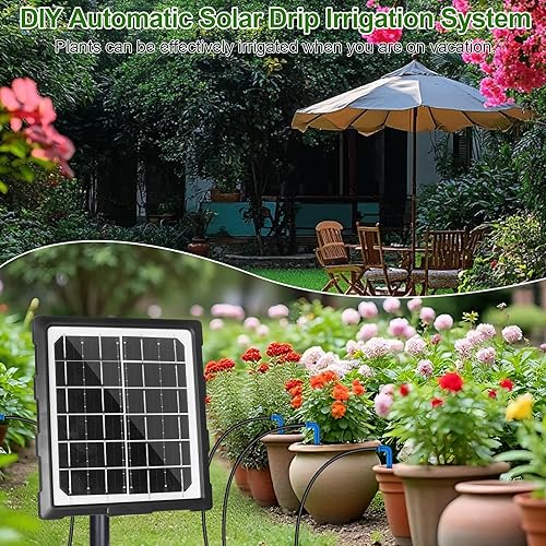 Miniatura 6 de RDDSIVS Sistema de riego por goteo solar  Sistema de riego automático de bricolaje compatible con 15 plantas de macetas, 6 modos de temporizador y