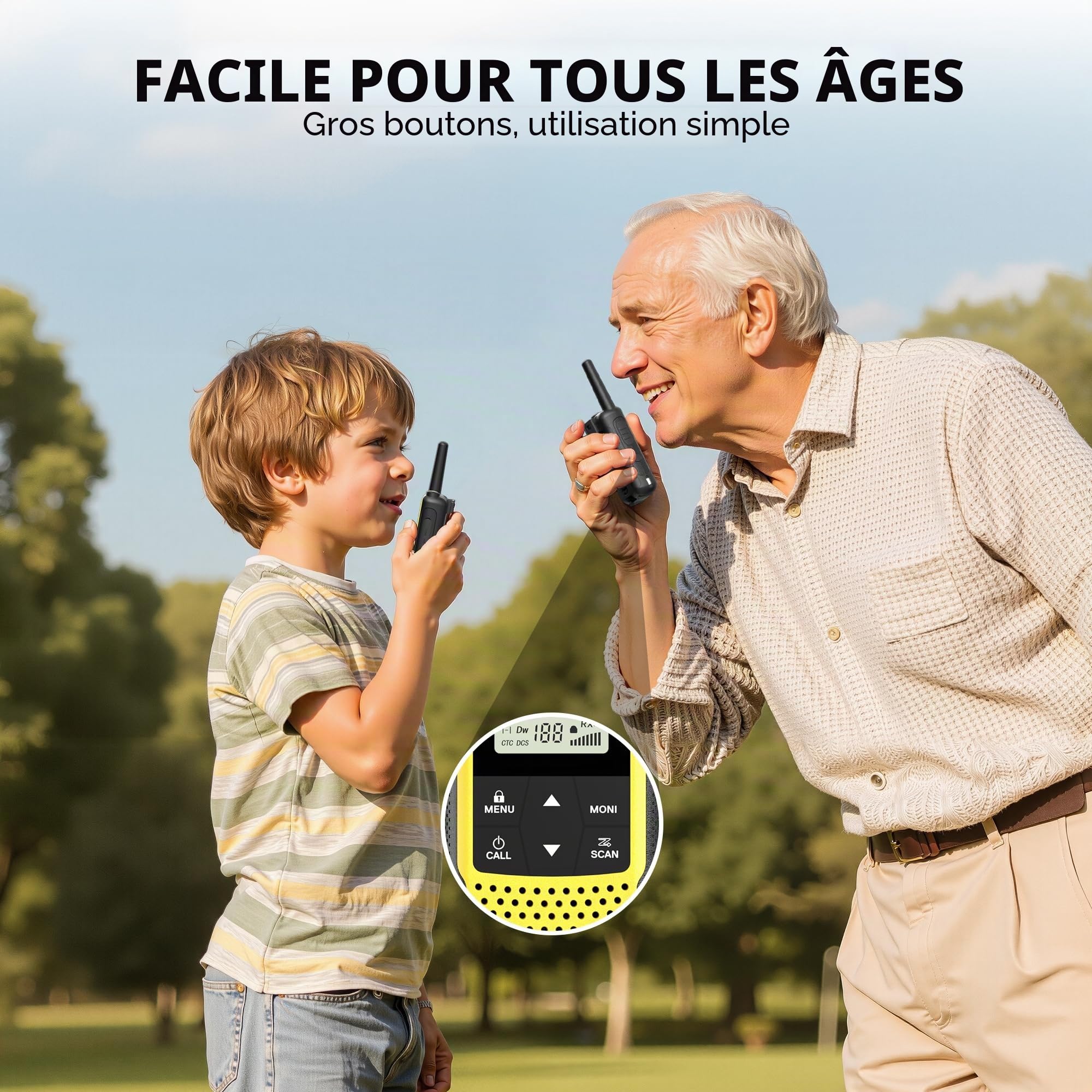 Baofeng BF-33C Talkie-Walkie PMR446 pour Enfants, radios bidirectionnelles Longue portée avec Batterie Rechargeable, Charge USB-C, VOX, pour Jeux en Plein air et Aventures familiales, Lot de 3