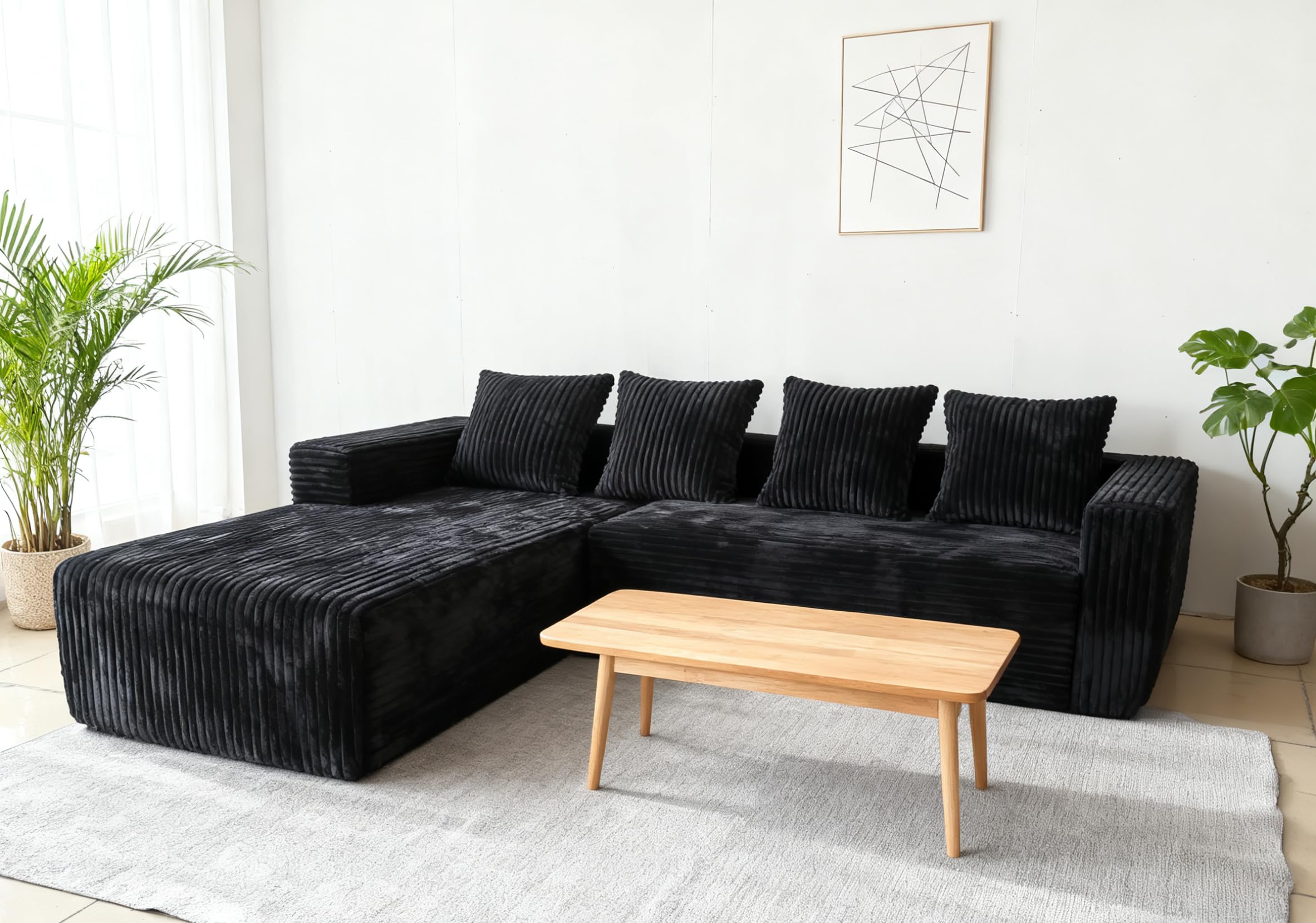 KEIKI Cloud Modular Sectional Sofa with L Shape Chaise, Left Facing Lounge Configuration for Living Space
