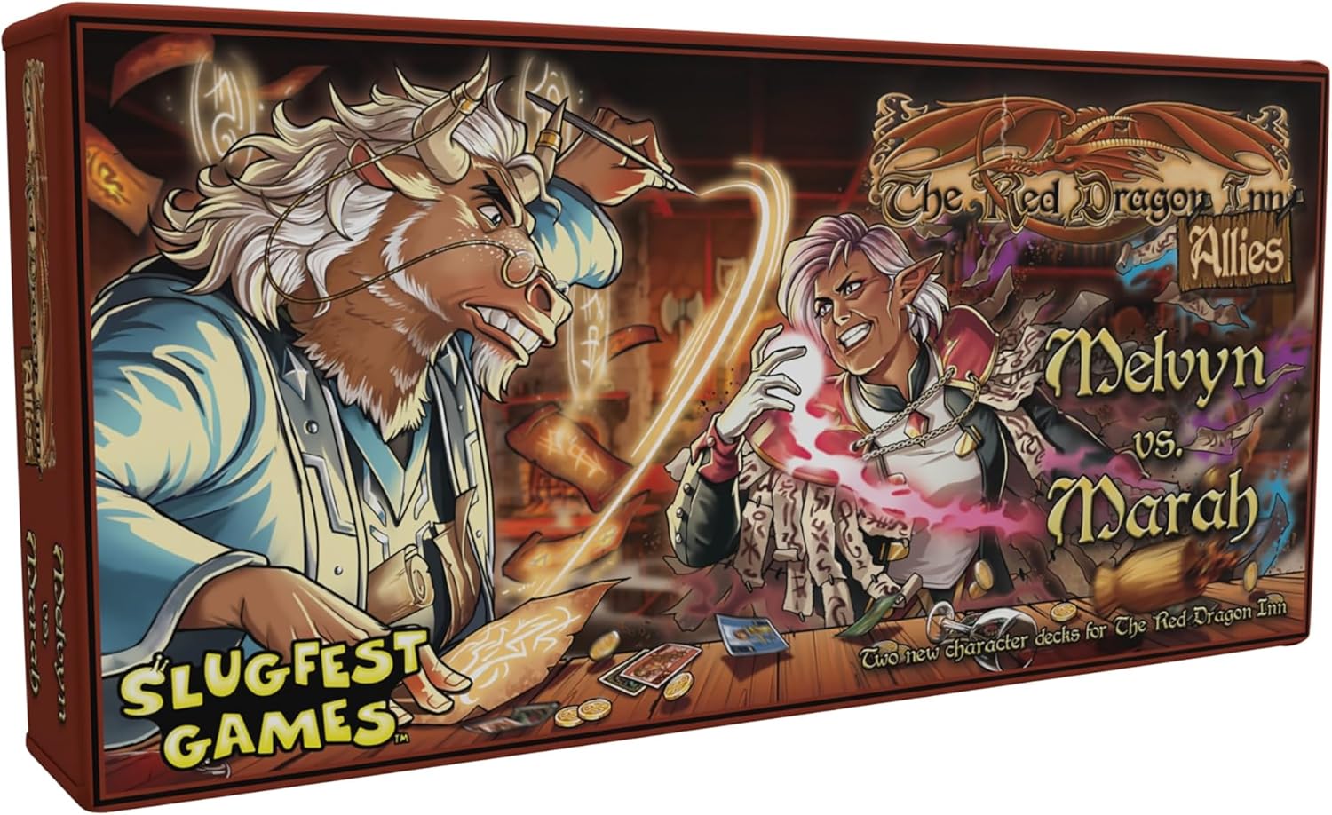 Slugfest Games: The Red Dragon Inn Allies: Melvyn vs Marah - Expansion, Strategy Board Game, 2 Character Expansions, Ages 13+, 2-6 Players, 30+ Min