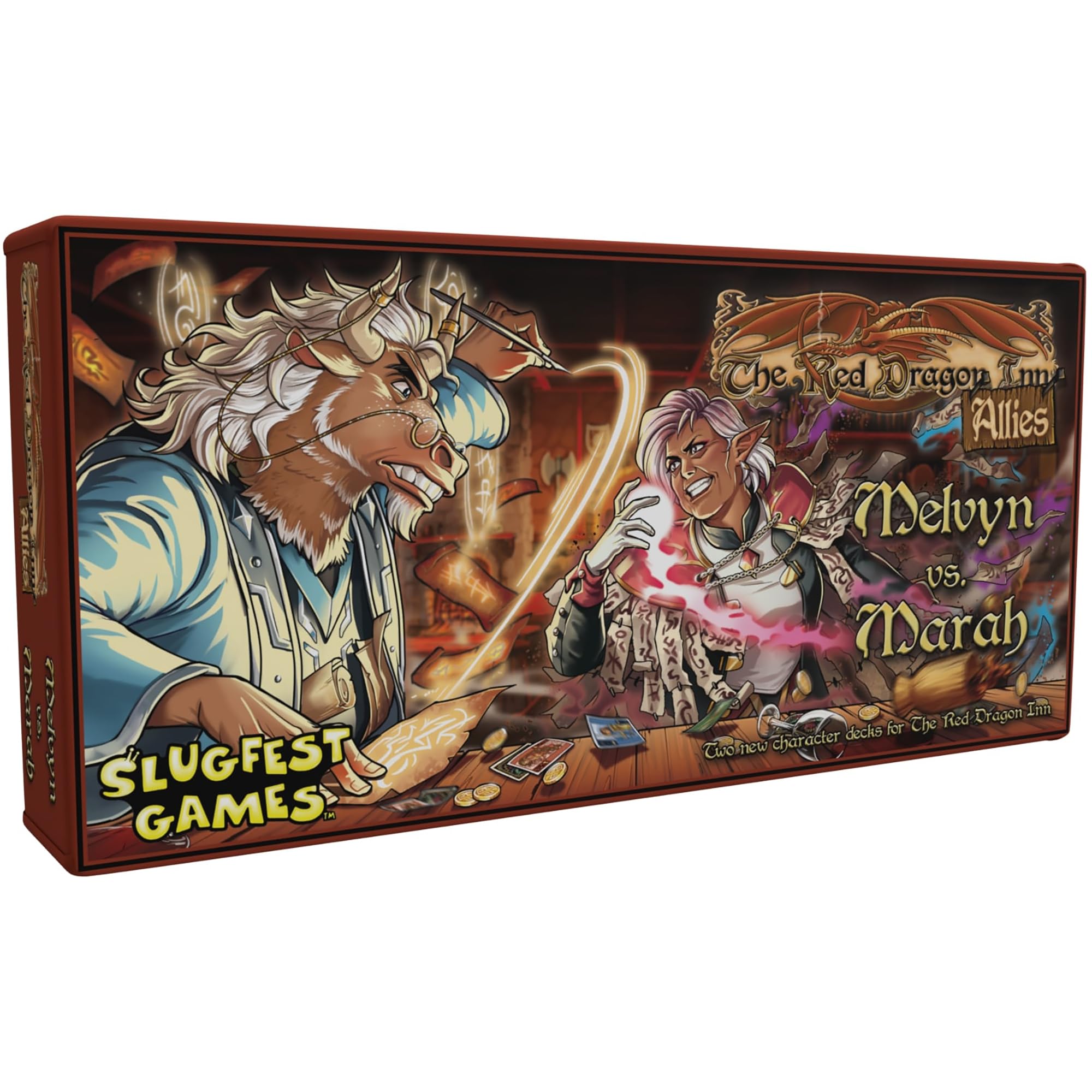 Slugfest Games: The Red Dragon Inn Allies: Melvyn vs Marah - Expansion, Strategy Board Game, 2 Character Expansions, Ages 13+, 2-6 Players, 30+ Min