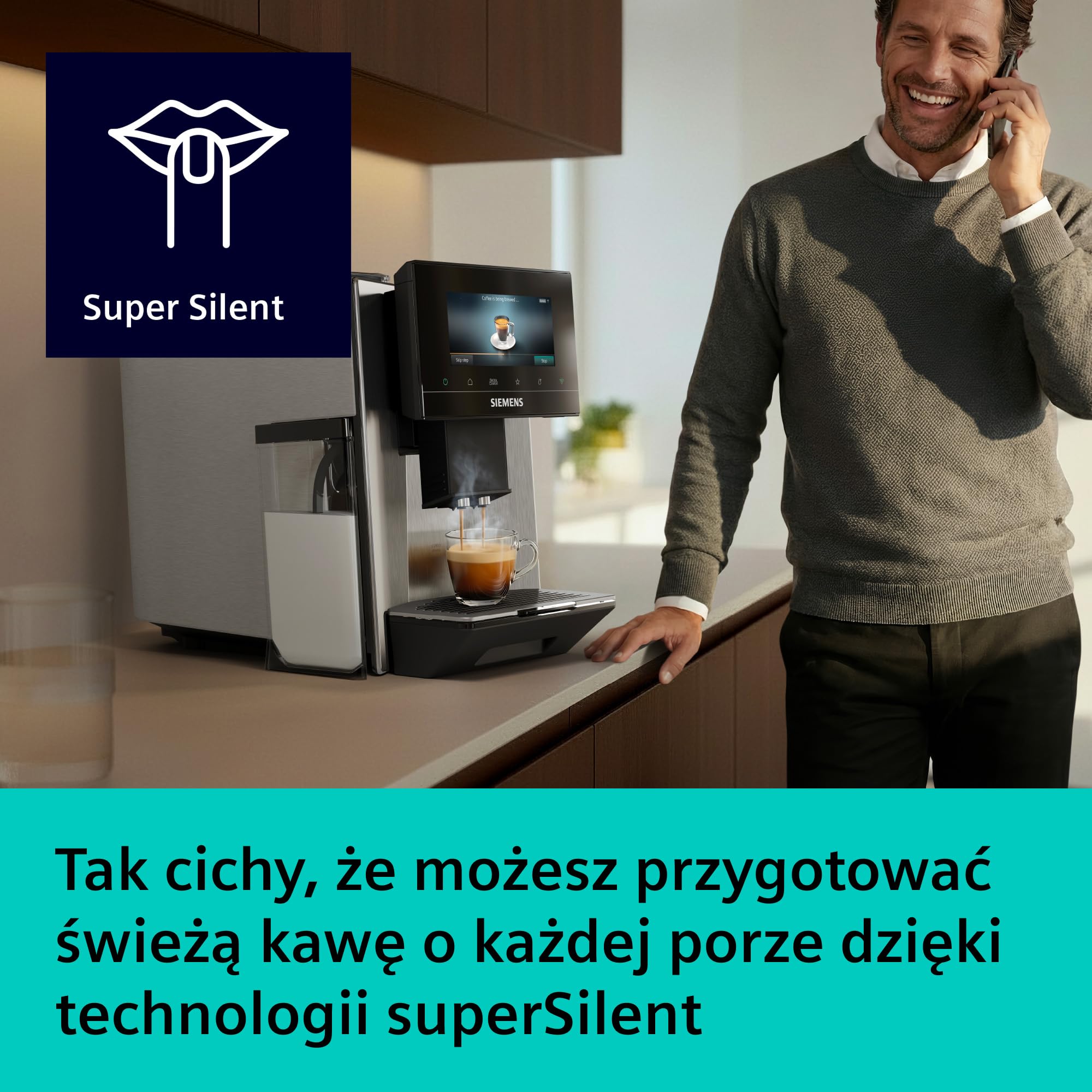 Siemens, automatyczny ekspres do espresso, EQ900 iAroma, spersonalizowane ustawienia smaku, precyzyjne mielenie, duży wyświetlacz, każda filiżanka na Twoich zasadach, stal nierdzewna, TQ923E03