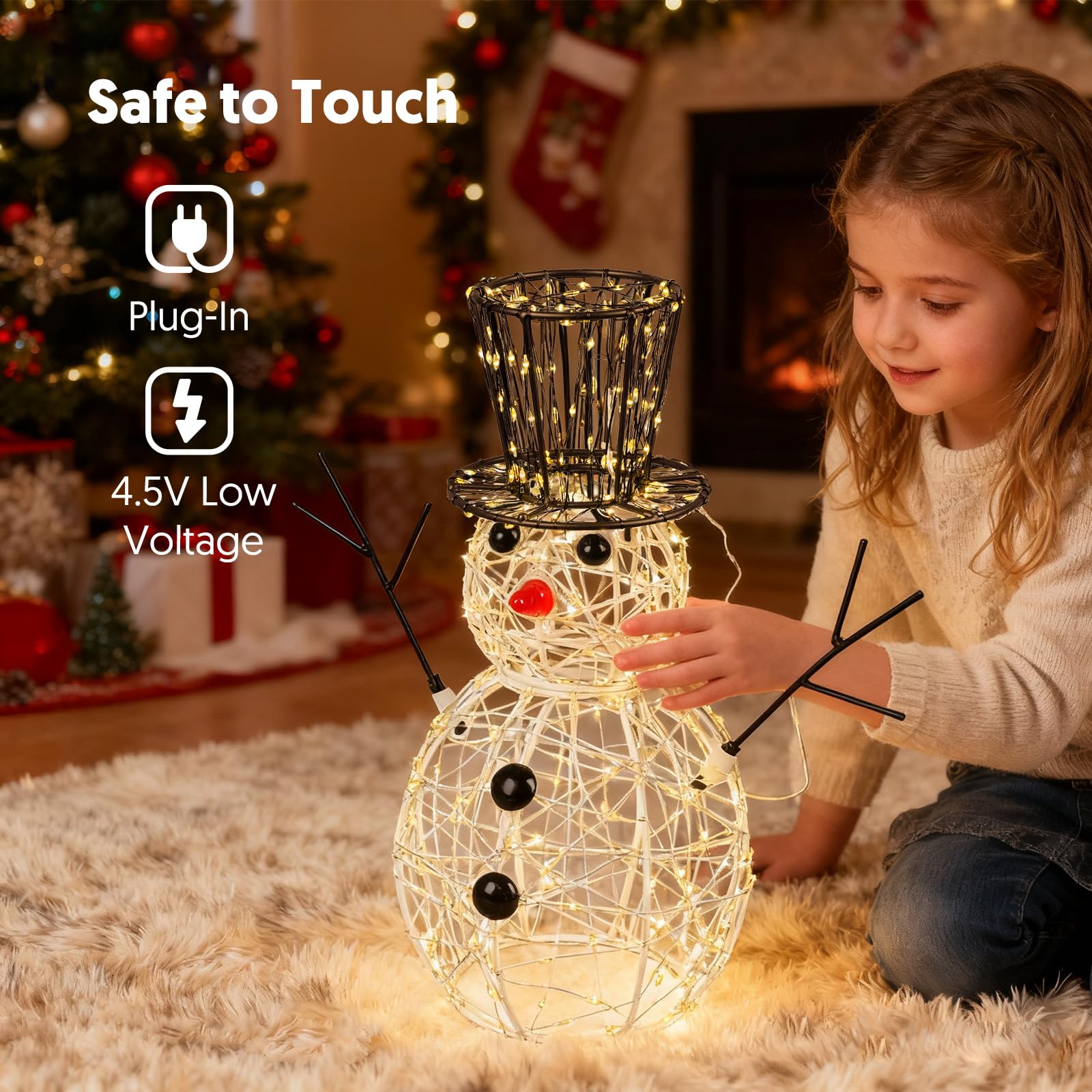 LEDYA Christmas Snowman Light Decoration, 400 LED Warm White, 31CM/1.02FT Indoor/Outdoor Christmas Decoration with Timer - Image 3