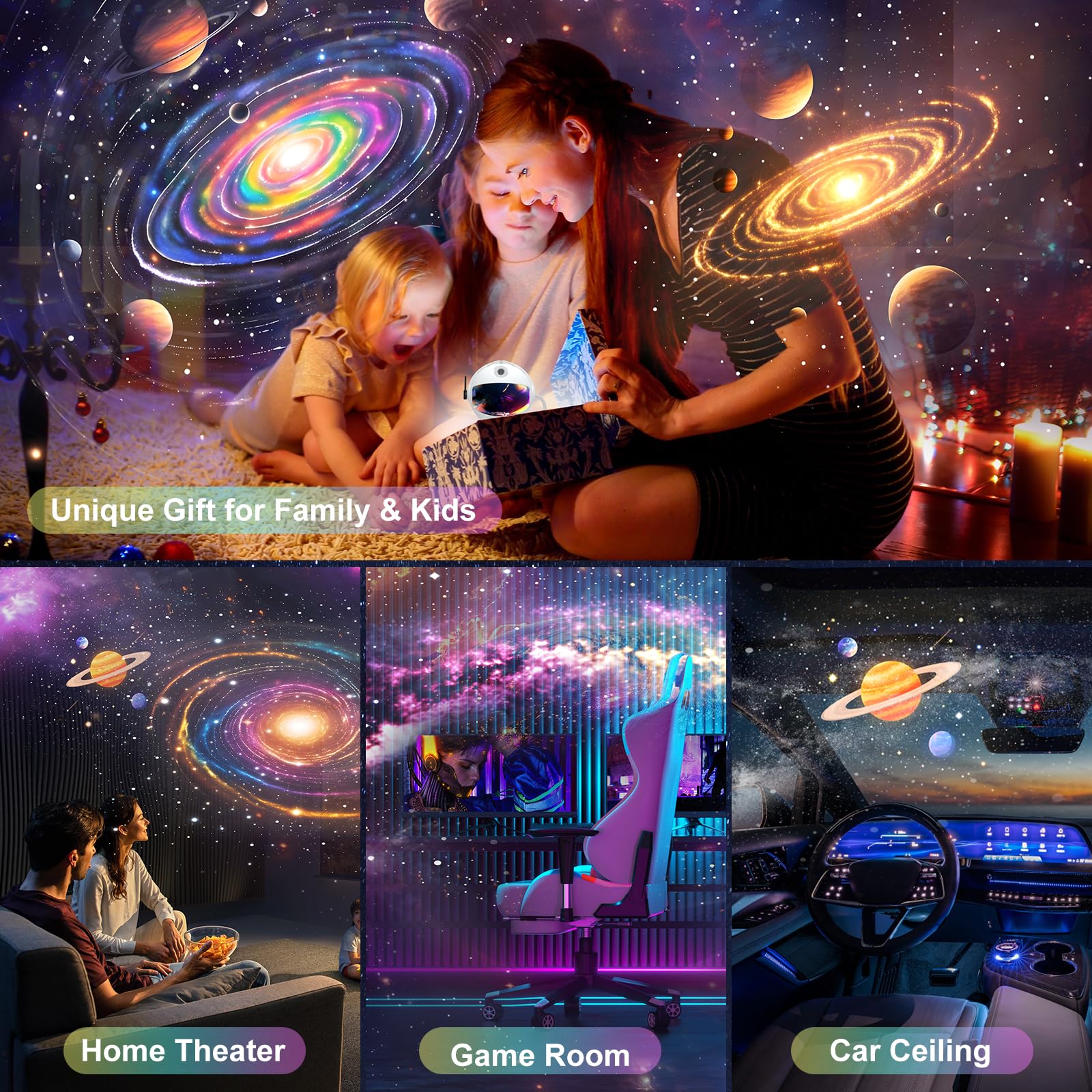 SHJQJJLBCQ Proiettore Luce Notturna Galassia Spaziale Astronauta Ultra HD 12 Dischi Film Display LED Luminosità Regolabile